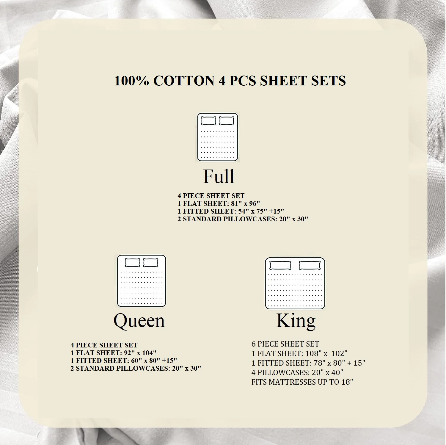 4-Piece 100% Cotton Solid Sheet Set – 300 Thread Count, Luxury Extra Soft - Image 6
