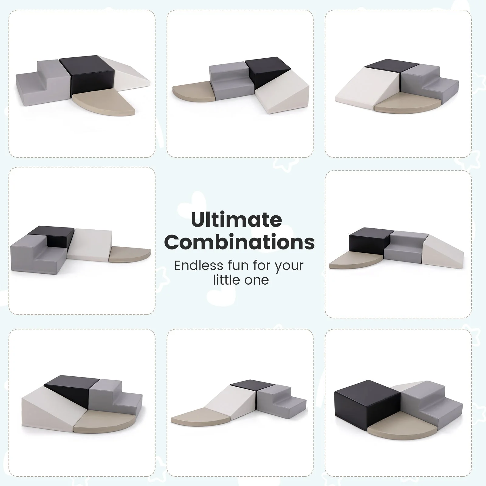4-Piece Climb and Crawl Foam Block Play Set for Infant Baby-Black - Image 6