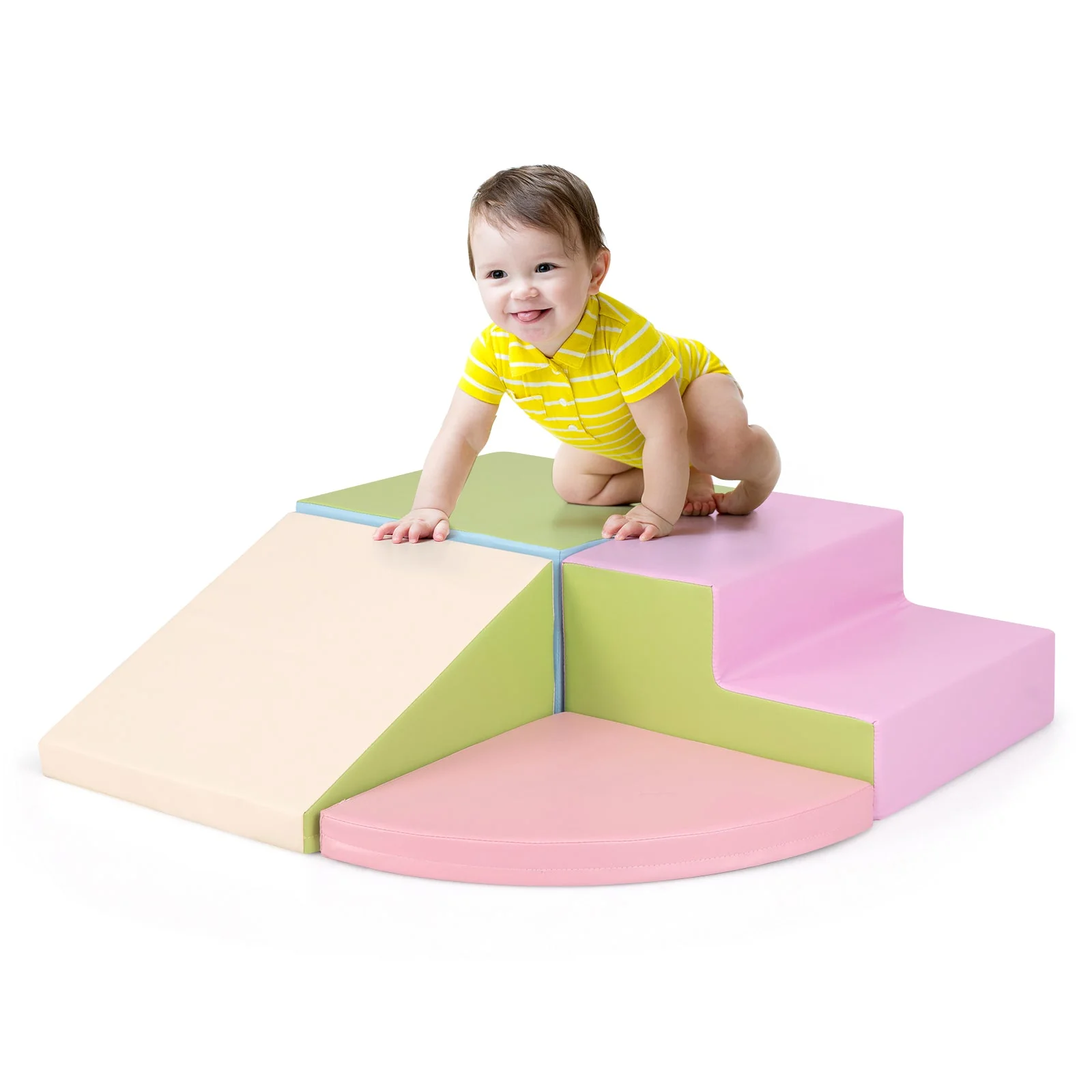 4-Piece Climb and Crawl Foam Block Play Set for Infant Baby-Pink - Image 3