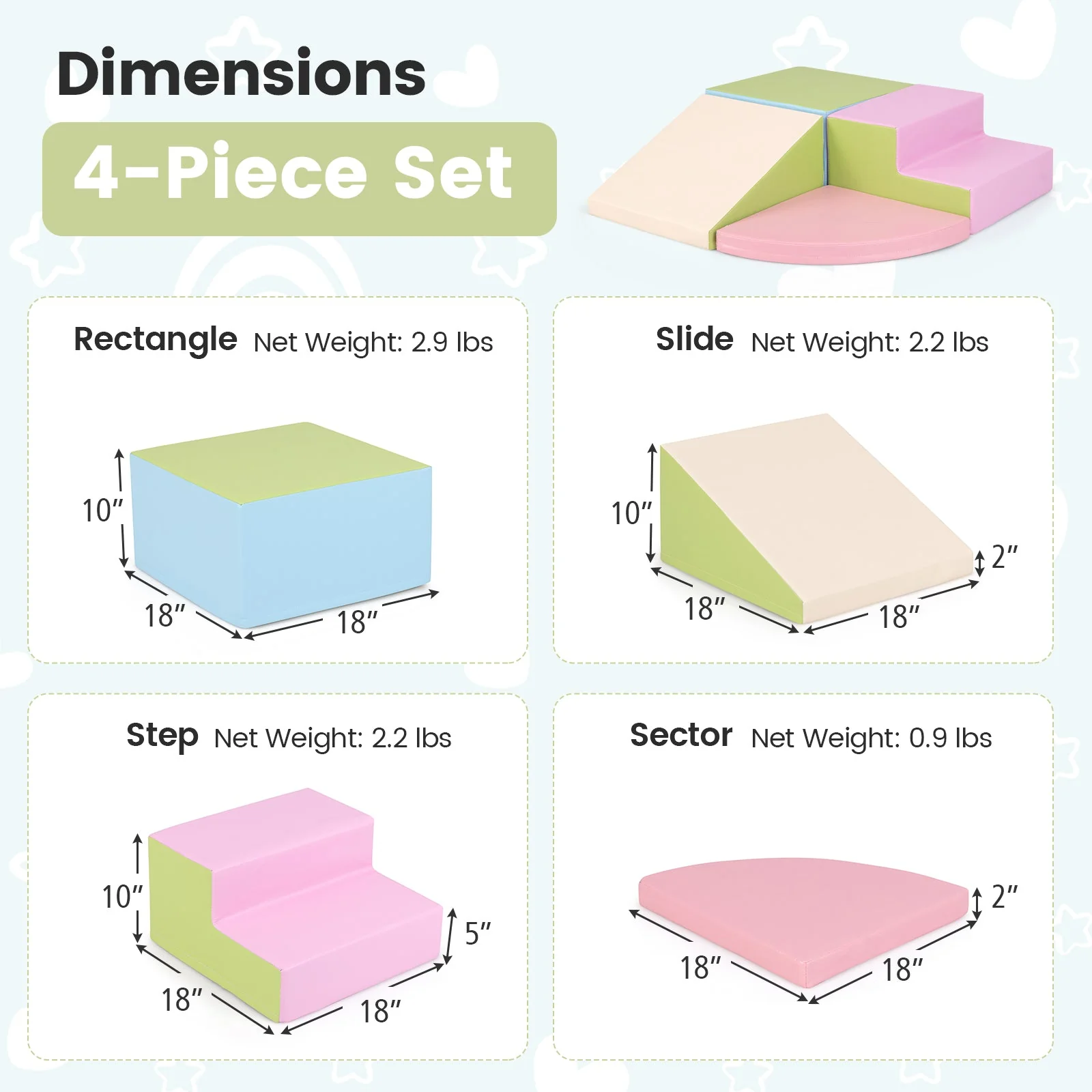 4-Piece Climb and Crawl Foam Block Play Set for Infant Baby-Pink - Image 5