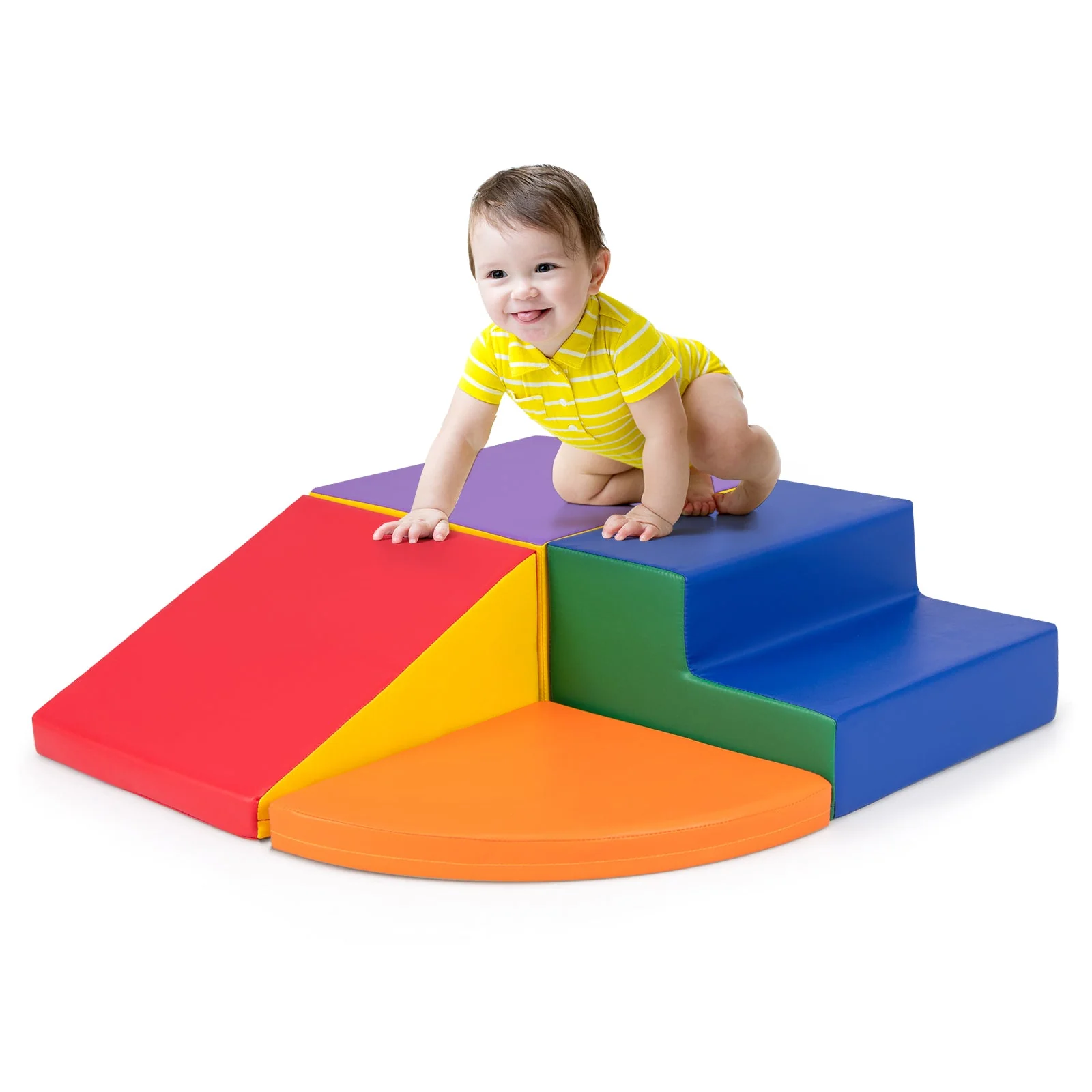 4-Piece Climb and Crawl Foam Block Play Set for Infant Baby-Red - Image 3