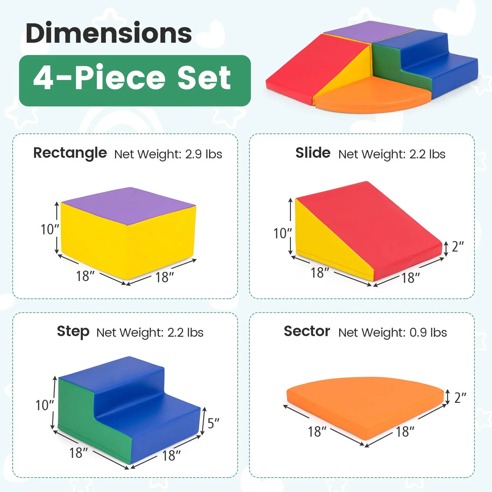 4-Piece Climb and Crawl Foam Block Play Set for Infant Baby-Red - Image 5