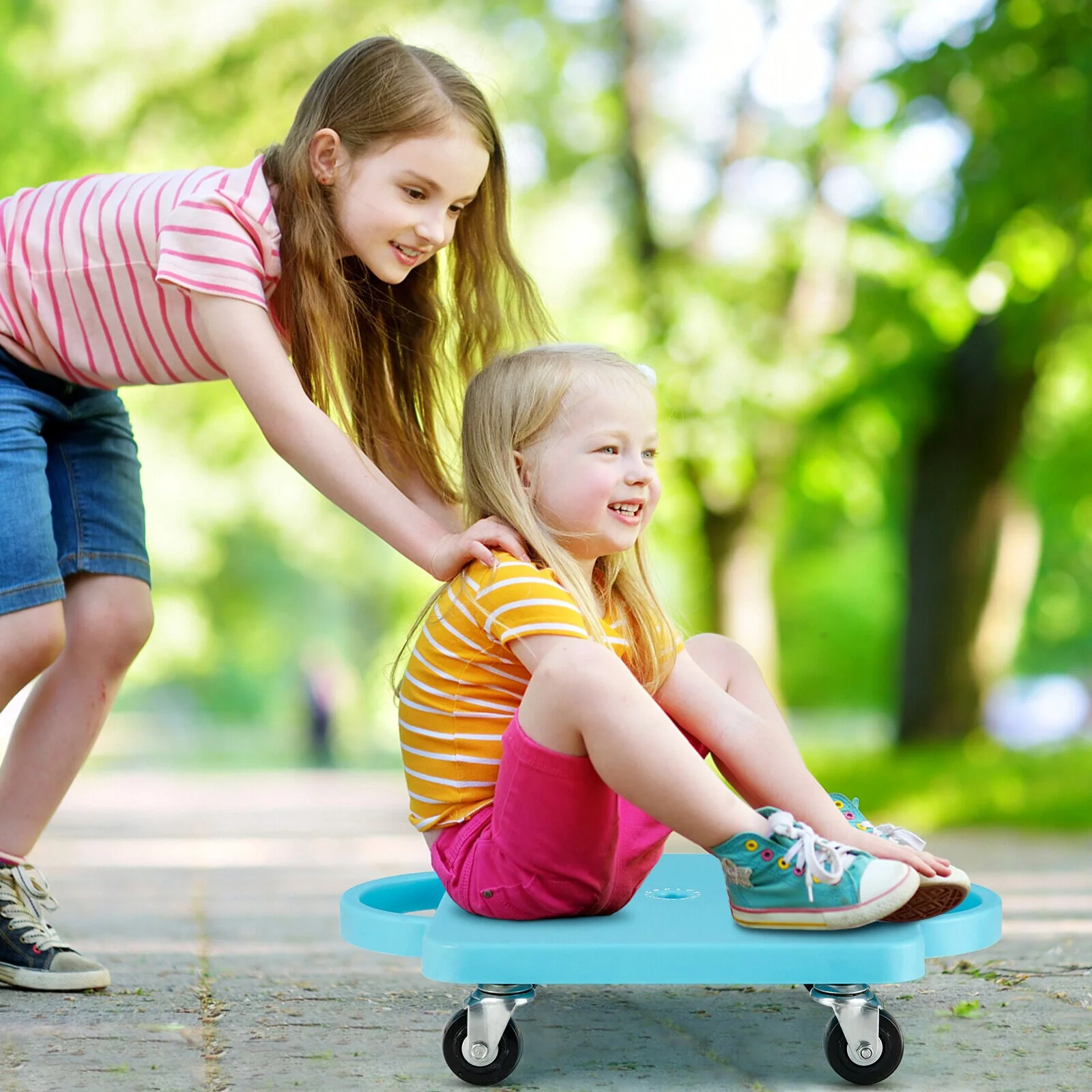 4 Pieces Kids Sitting Scooter Set with Non-marring Universal Casters-Multicolor - Image 2