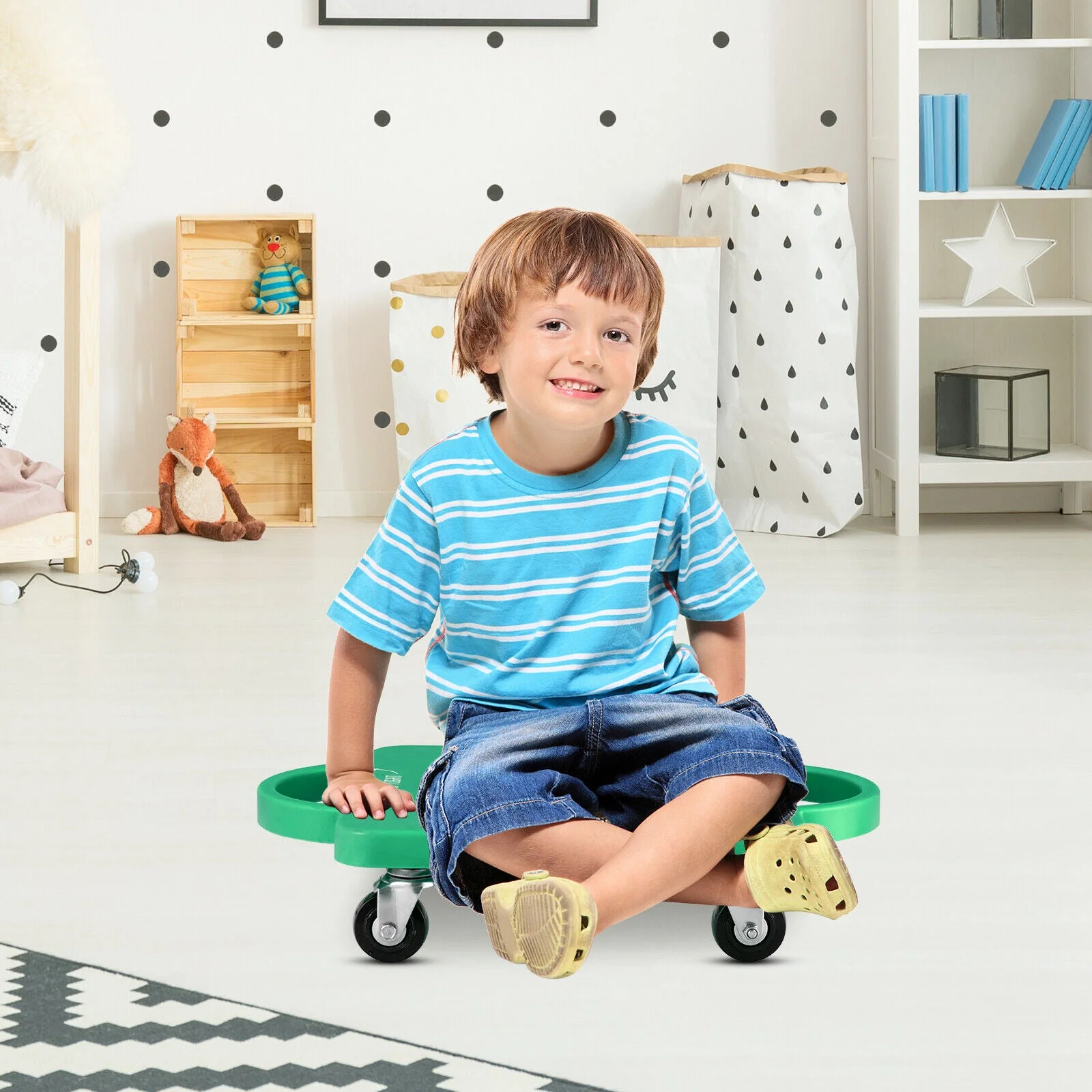 4 Pieces Kids Sitting Scooter Set with Non-marring Universal Casters-Multicolor - Image 6