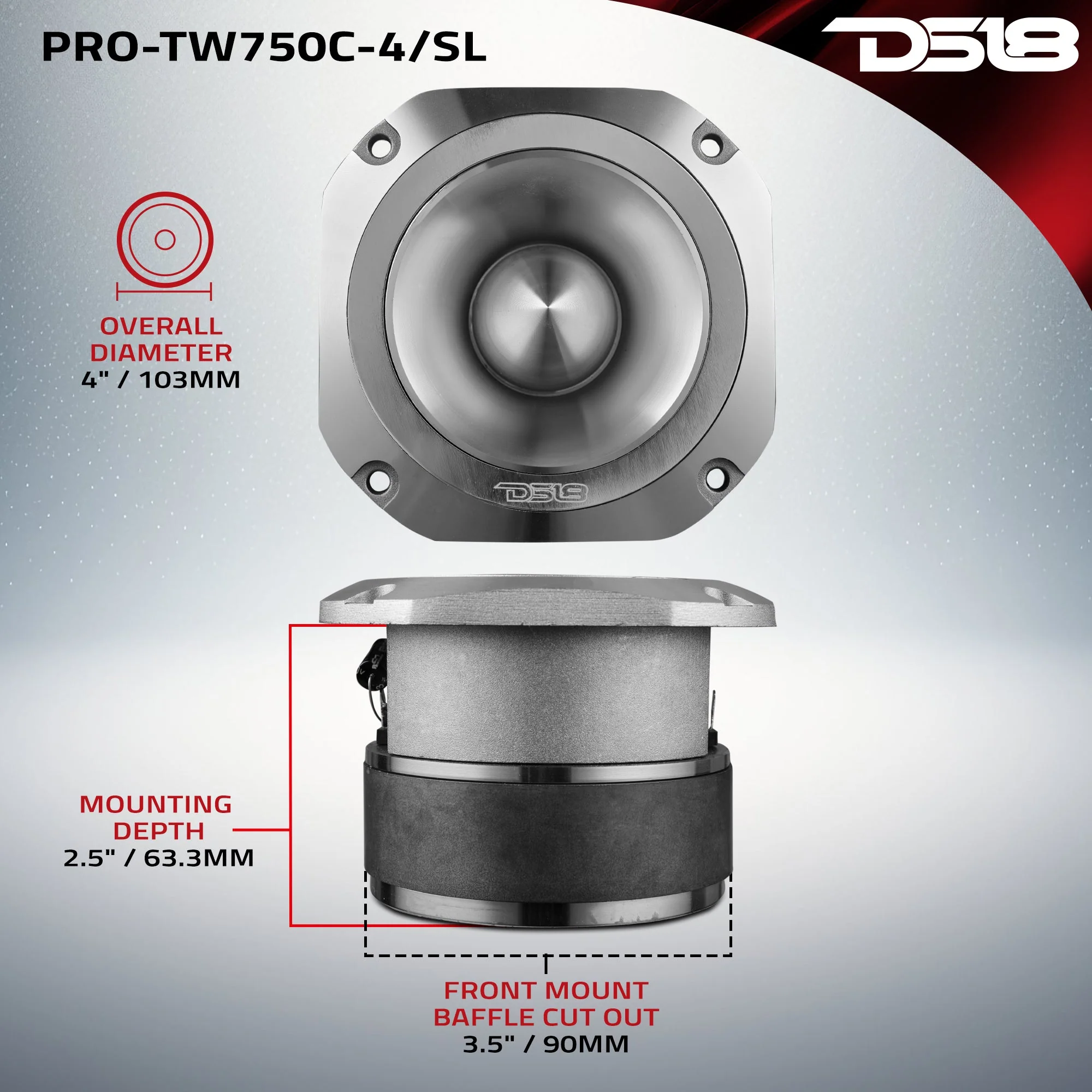 4” Super Bullet Tweeter with 1.5” Titanium Voice Coil and Oversized Ferrite Magnet 200 Watts 4-Ohm - Image 7