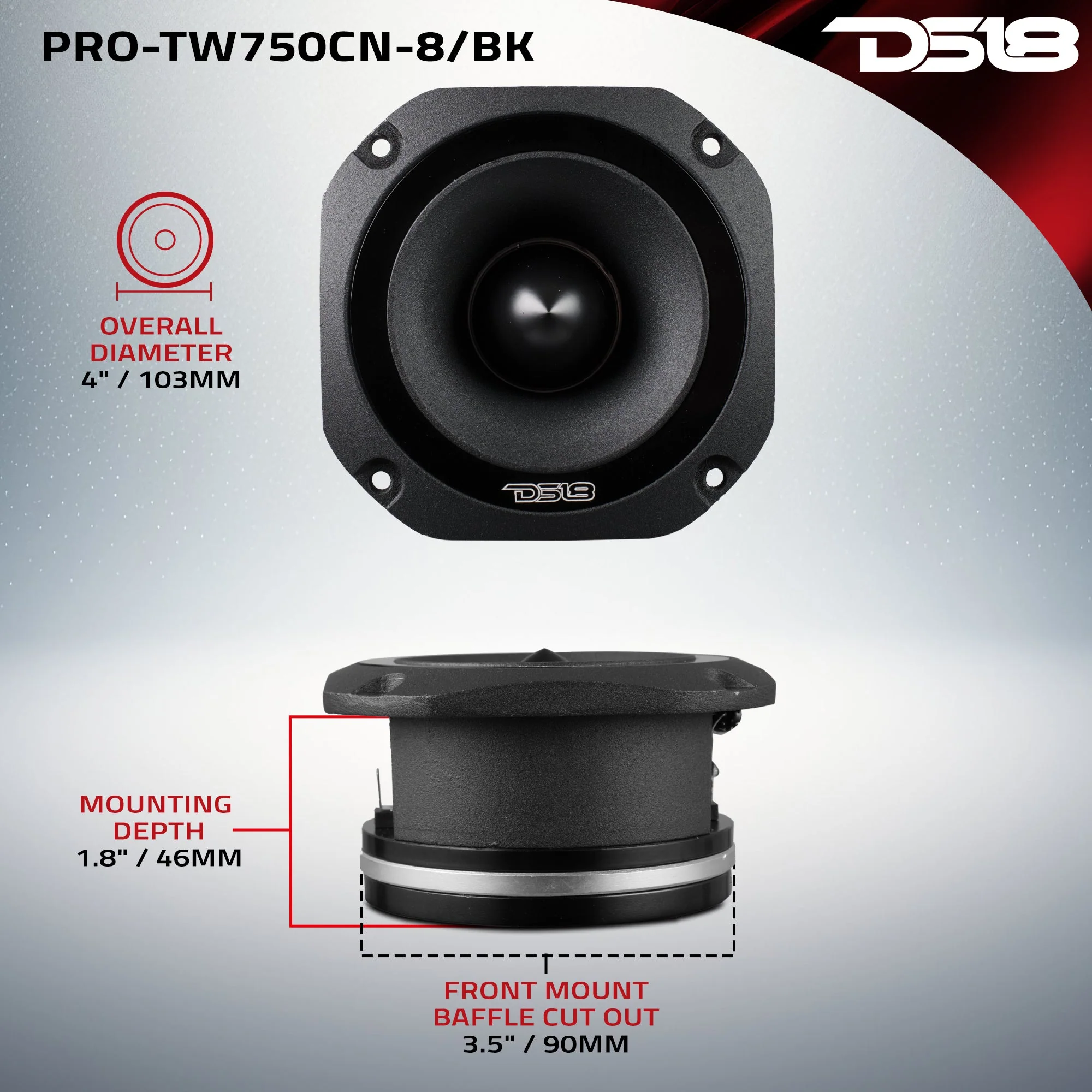 4" Super Bullet Tweeter with 1.5" Titanium Voice Coil Neodymium Magnet 220 Watts 8-Ohm - Image 7