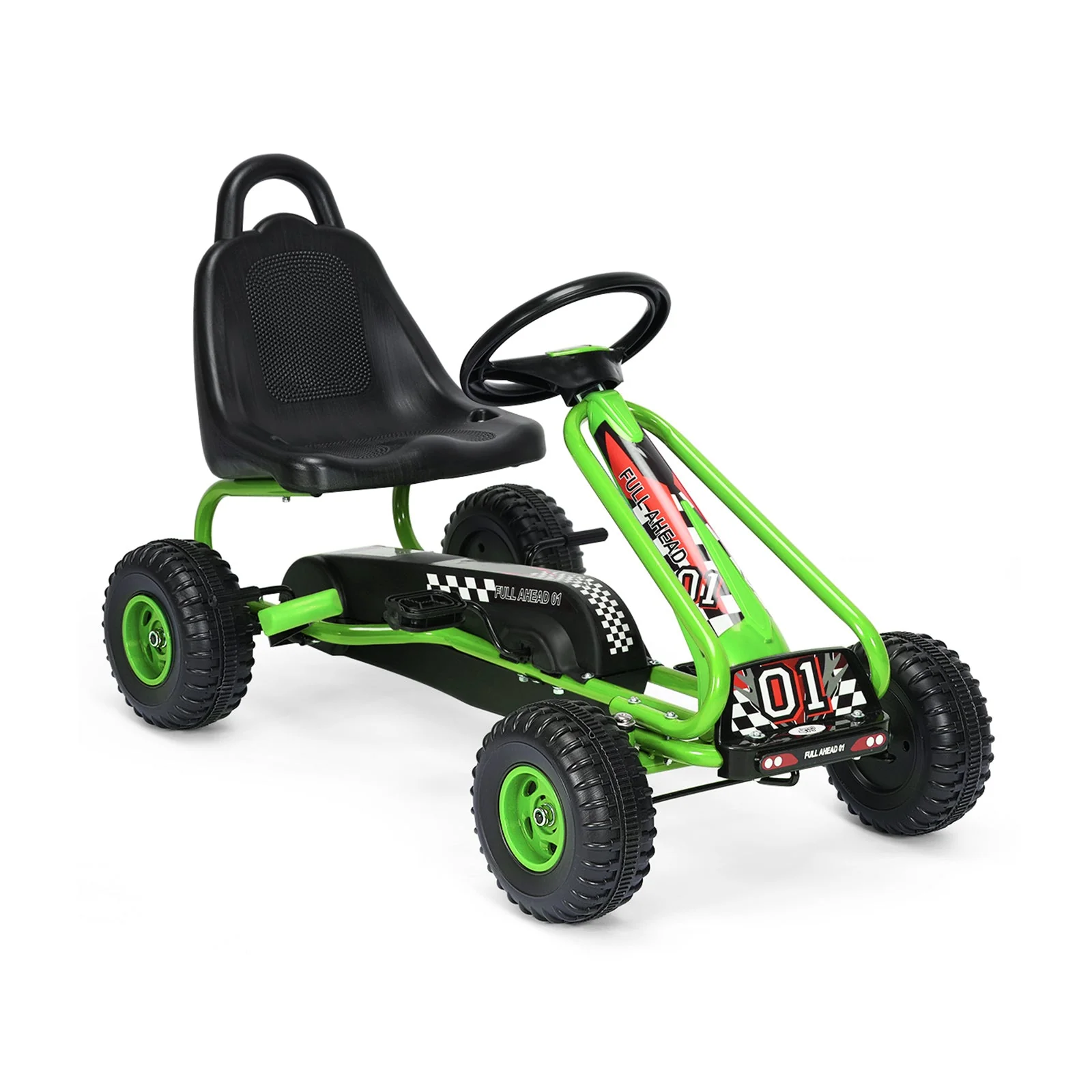 4 Wheel Pedal Powered Ride On with Adjustable Seat-Green - Image 3