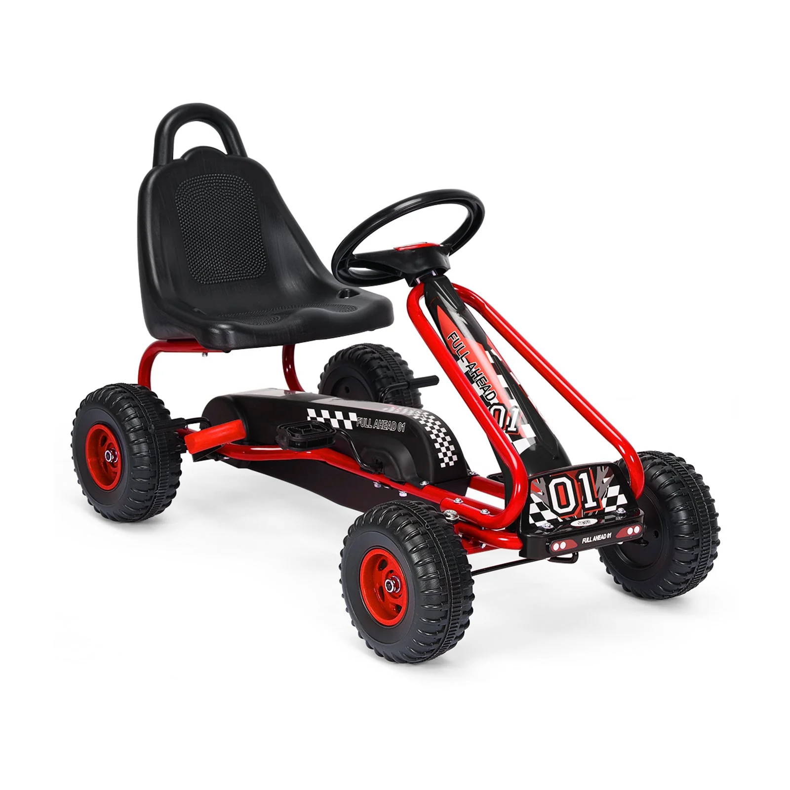 4 Wheel Pedal Powered Ride On with Adjustable Seat-Red - Image 3