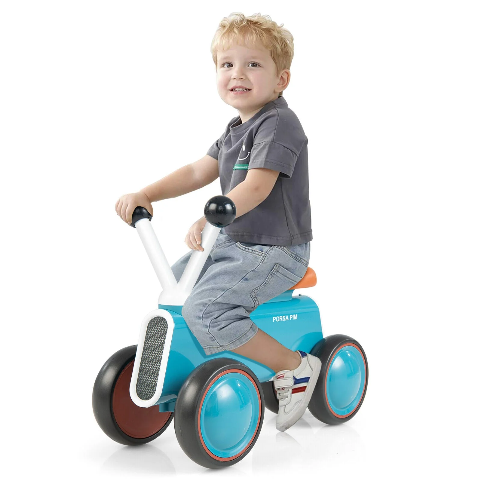 4 Wheels Baby Balance Bike without Pedal-Blue - Image 7