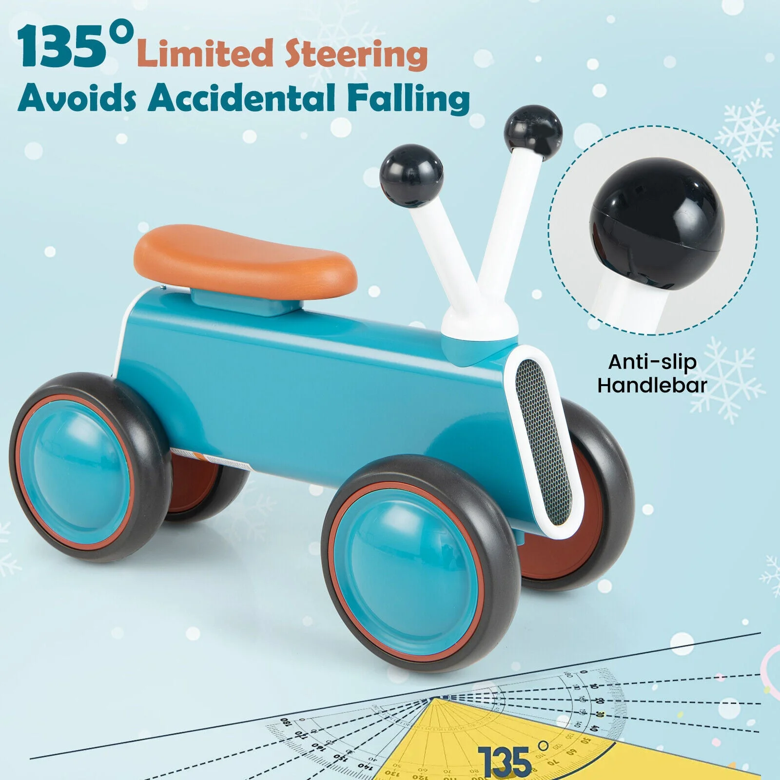4 Wheels Baby Balance Bike without Pedal-Blue - Image 8