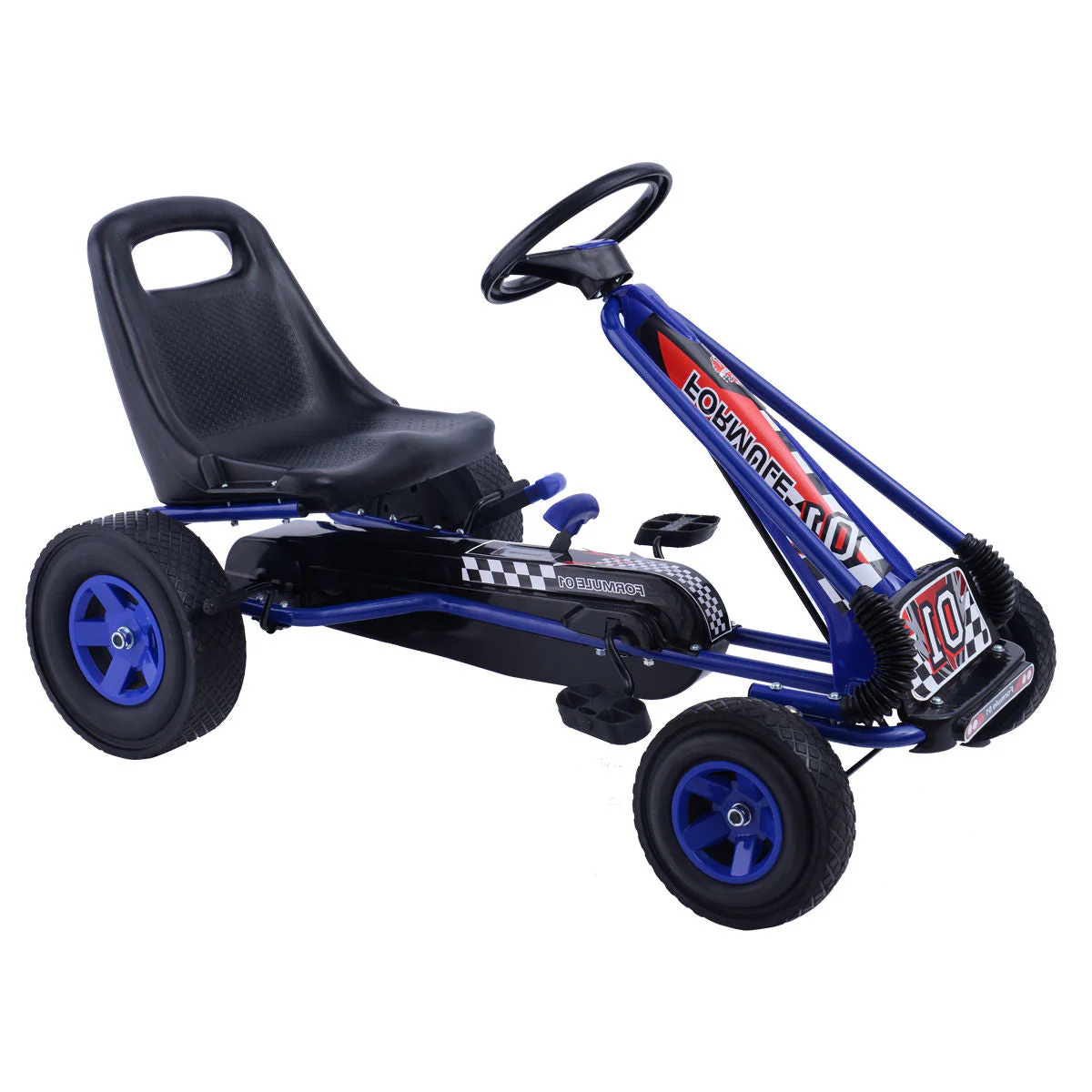 4 Wheels Kids Ride On Pedal Powered Bike Go Kart Racer Car Outdoor Play Toy-Blue - Image 2