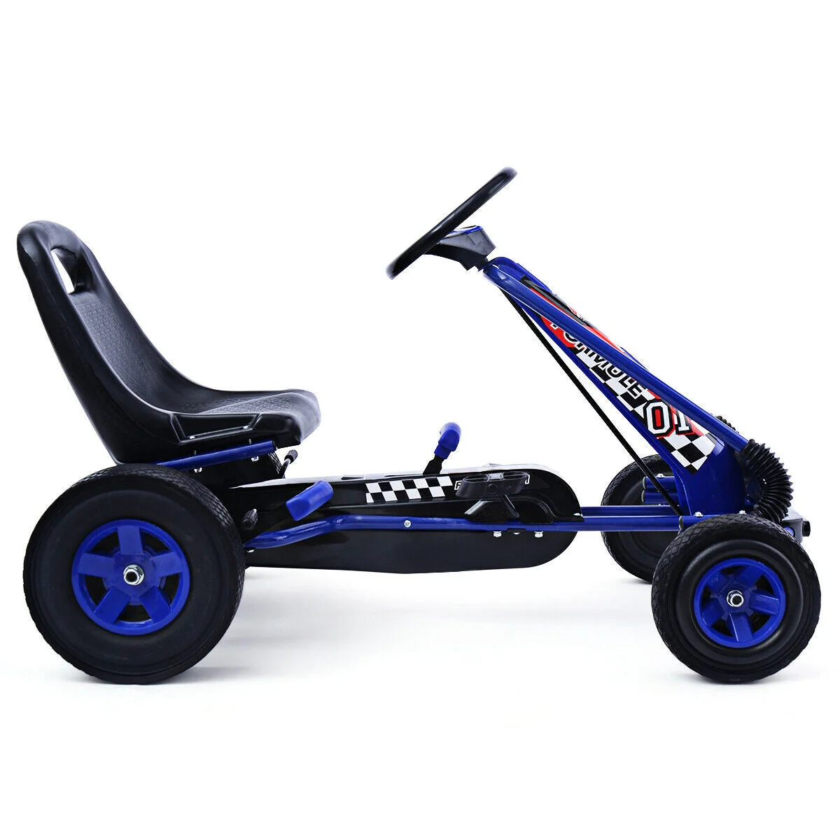 4 Wheels Kids Ride On Pedal Powered Bike Go Kart Racer Car Outdoor Play Toy-Blue - Image 6