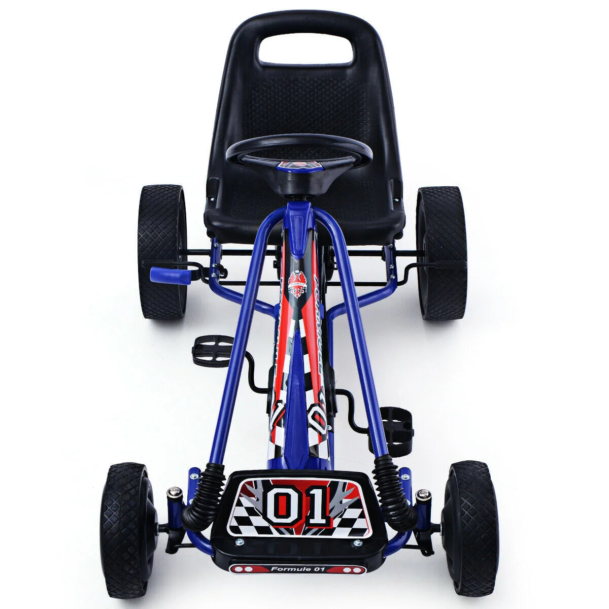 4 Wheels Kids Ride On Pedal Powered Bike Go Kart Racer Car Outdoor Play Toy-Blue - Image 8