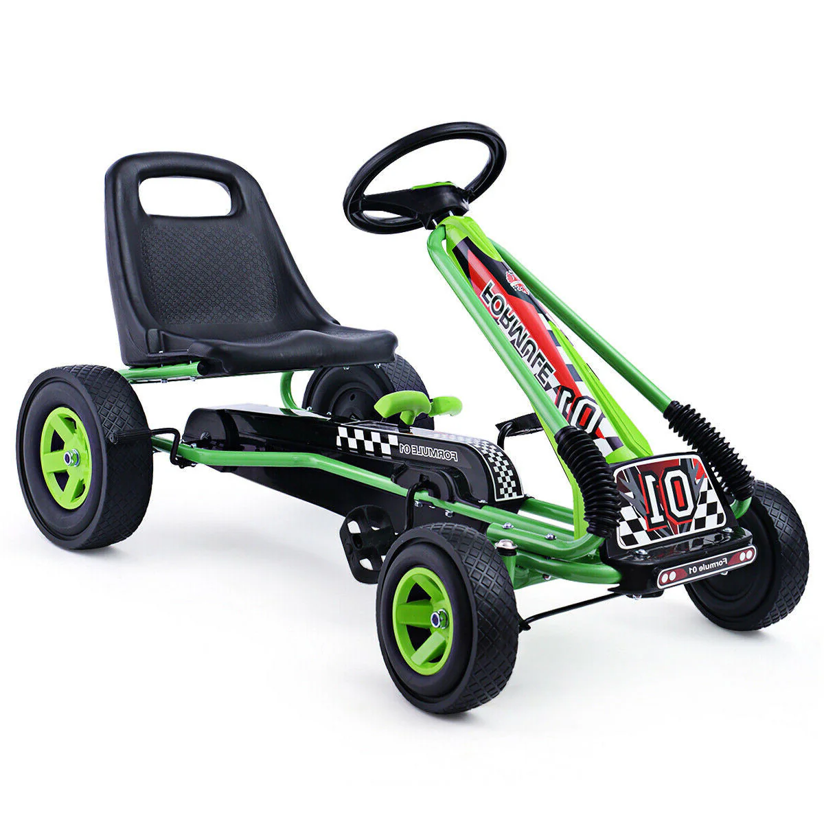 4 Wheels Kids Ride On Pedal Powered Bike Go Kart Racer Car Outdoor Play Toy-Green - Image 2