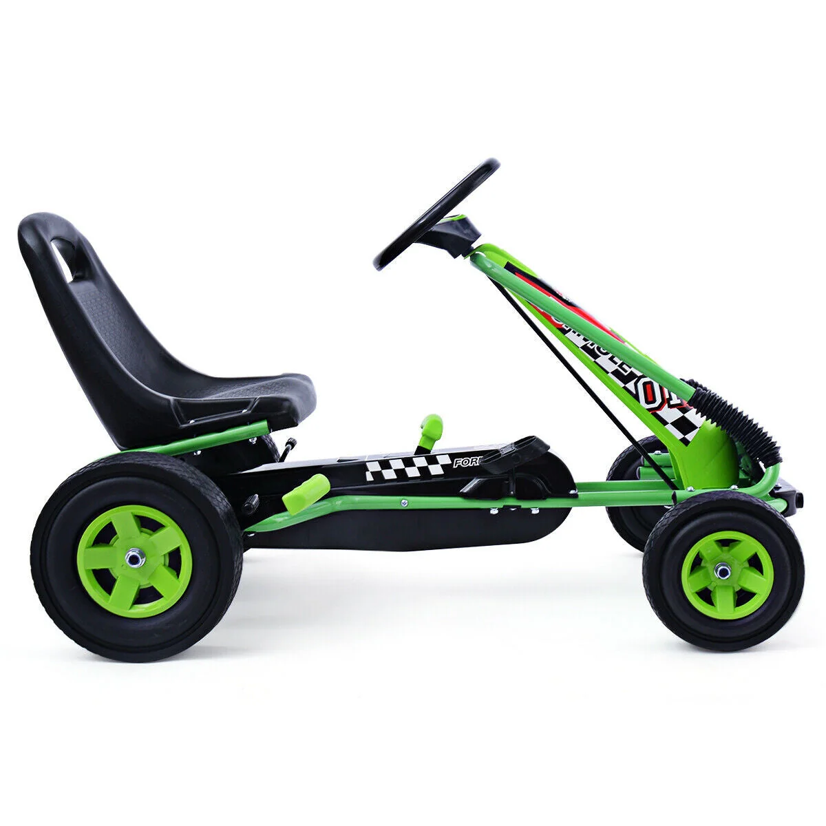4 Wheels Kids Ride On Pedal Powered Bike Go Kart Racer Car Outdoor Play Toy-Green - Image 3