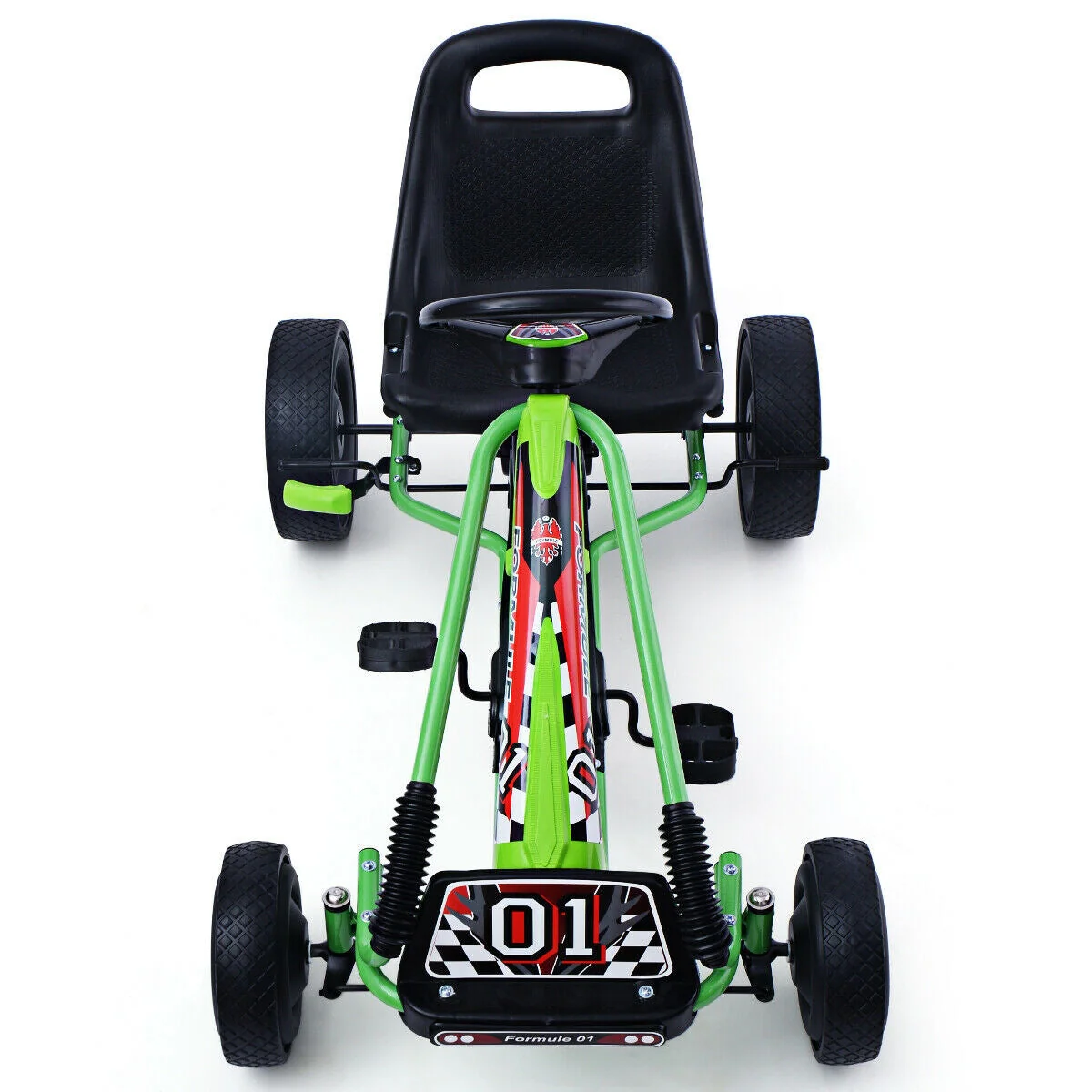 4 Wheels Kids Ride On Pedal Powered Bike Go Kart Racer Car Outdoor Play Toy-Green - Image 6