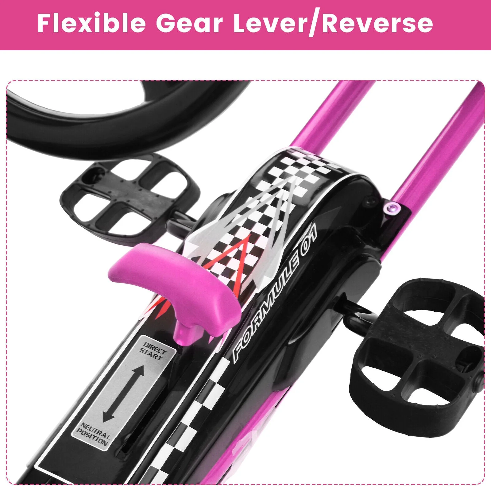 4 Wheels Kids Ride On Pedal Powered Bike Go Kart Racer Car Outdoor Play Toy-Pink - Image 6