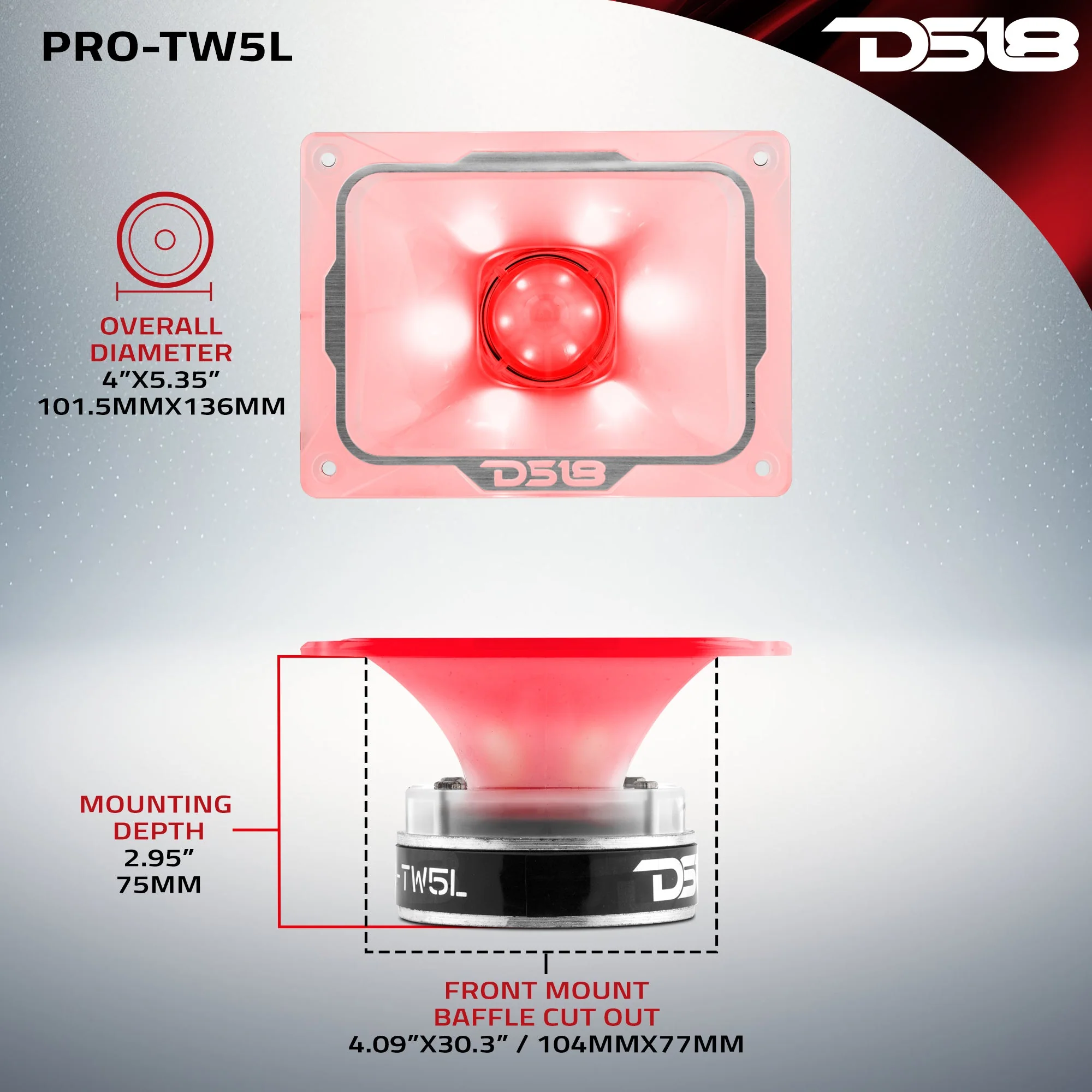 4" x 5.35" Super Bullet Tweeter 250 Watts 1.5" Aluminum 4-Ohm Vc with RGB LED Lights - Image 7