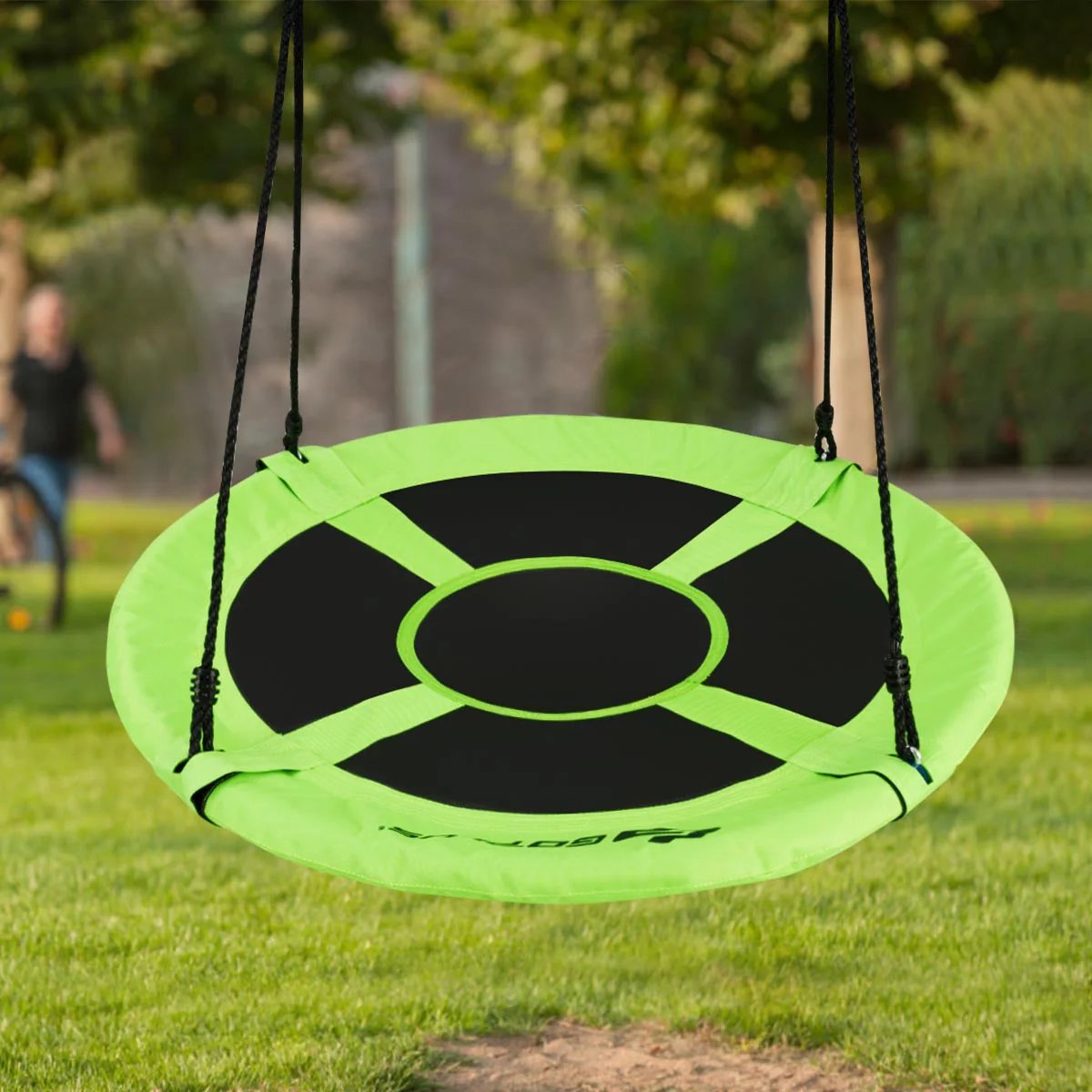 40 Inch Flying Saucer Tree Swing Indoor Outdoor Play Set-Green - Image 2