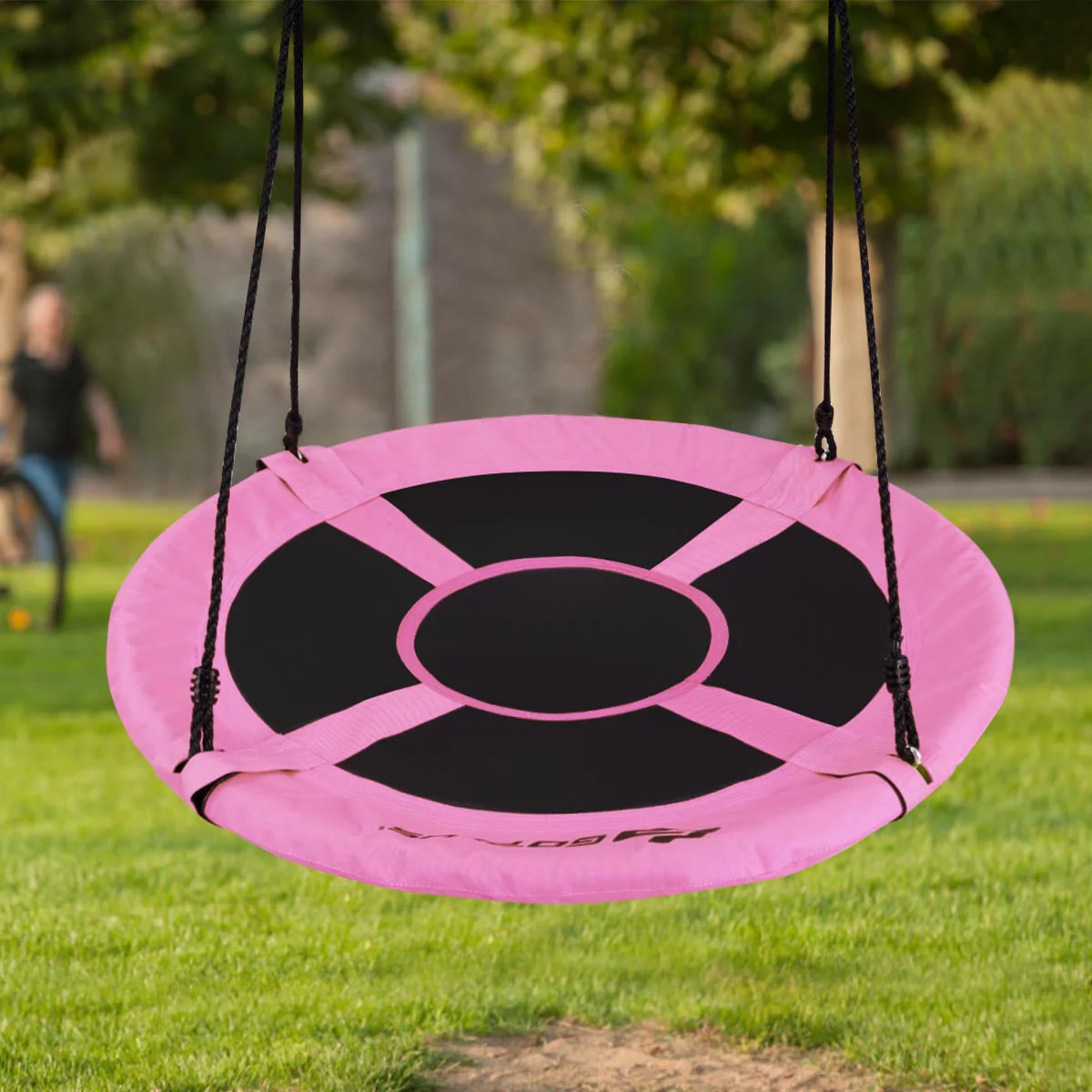 40 Inch Flying Saucer Tree Swing Indoor Outdoor Play Set-Pink - Image 2