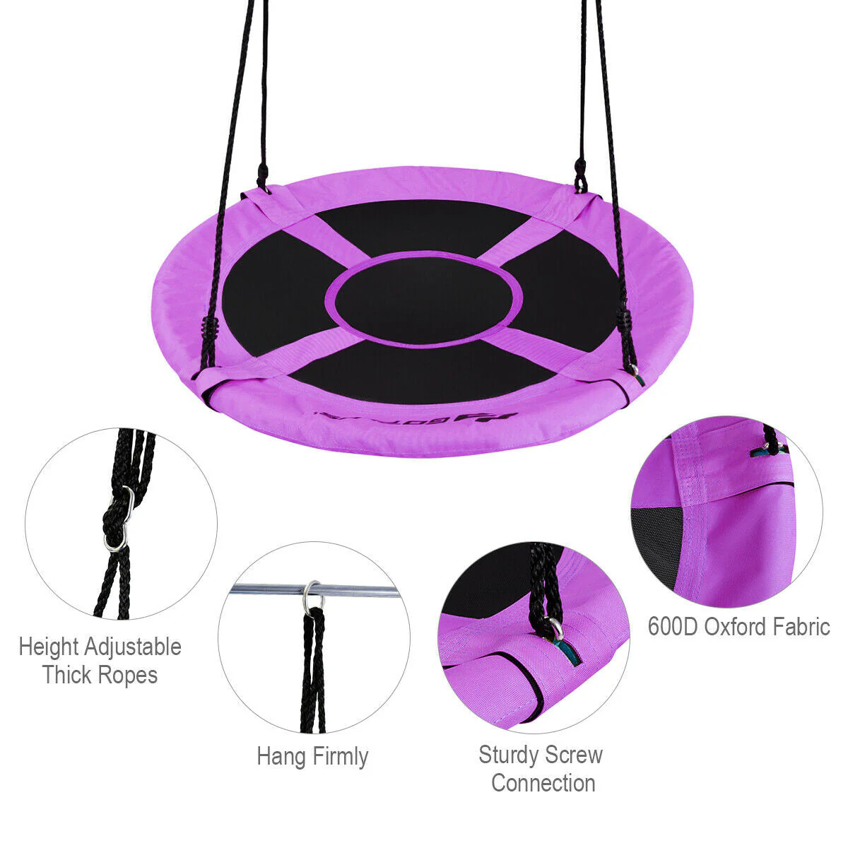 40 Inch Flying Saucer Tree Swing Indoor Outdoor Play Set-Purple - Image 8