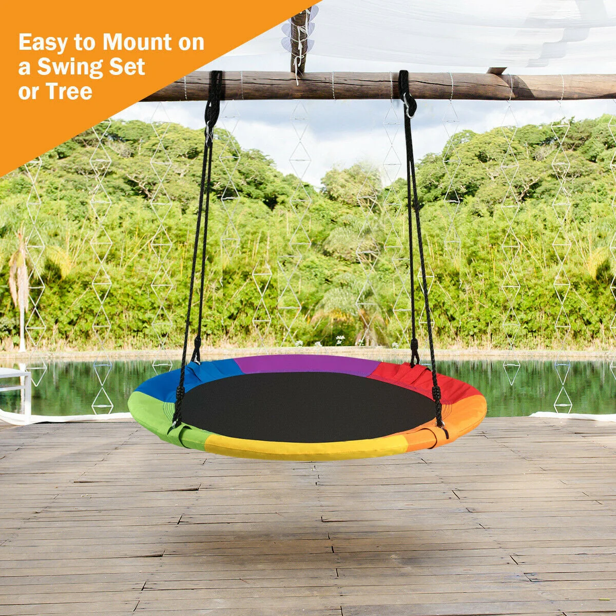 40 Inch Flying Saucer Tree Swing Outdoor Play for Kids - Image 3