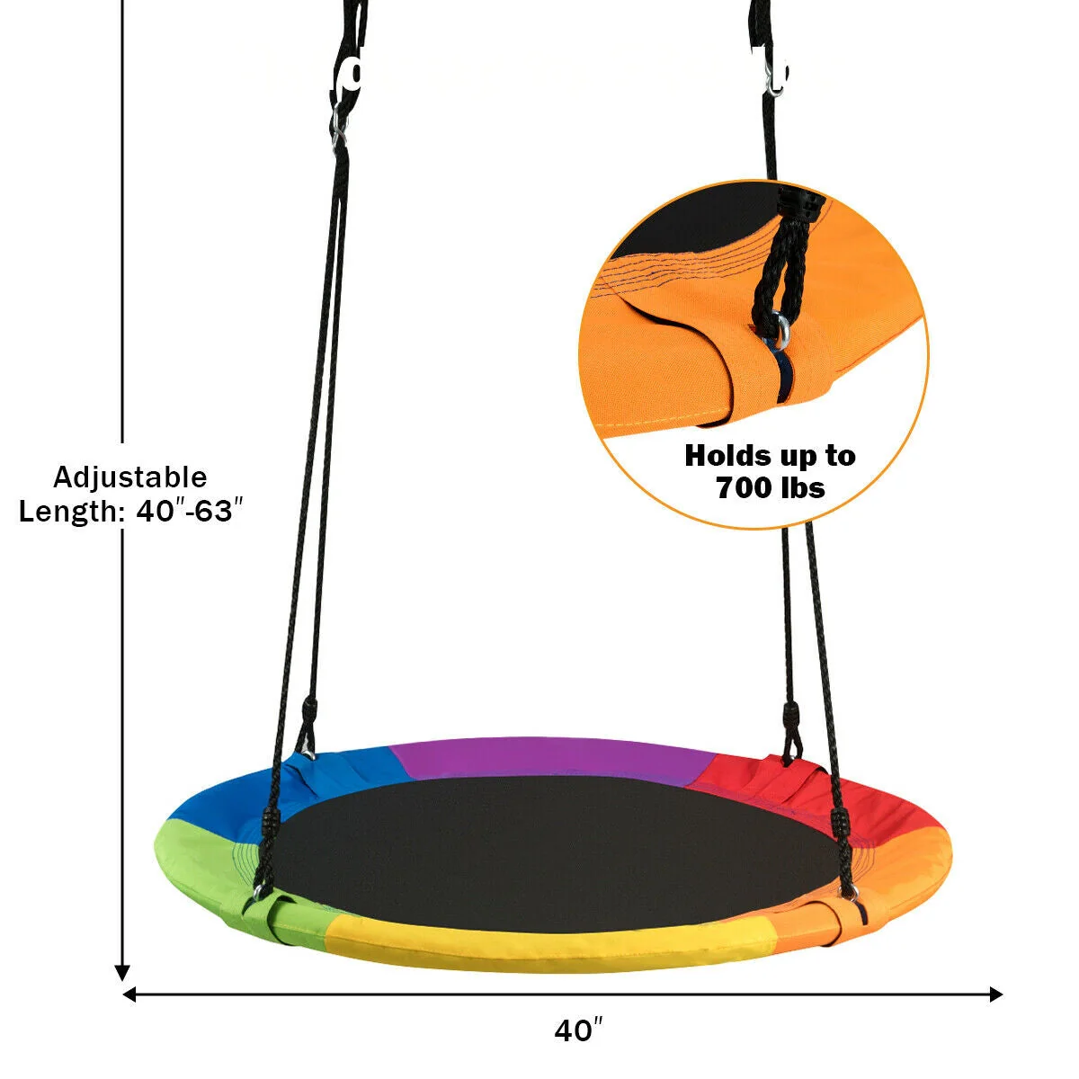 40 Inch Flying Saucer Tree Swing Outdoor Play for Kids - Image 4