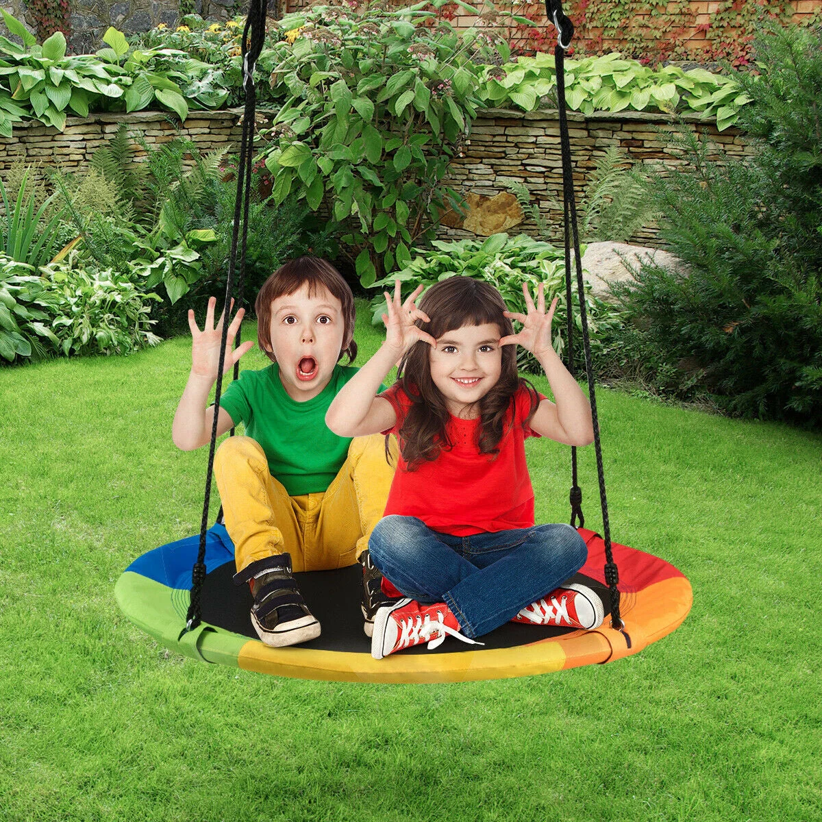 40 Inch Flying Saucer Tree Swing Outdoor Play for Kids - Image 6