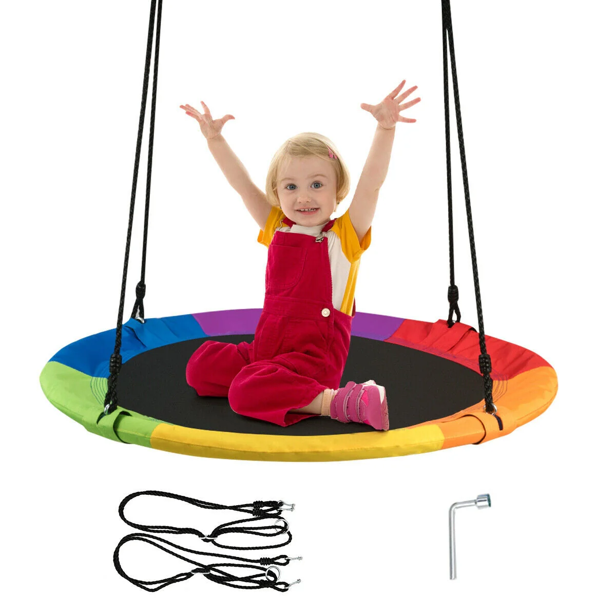 40 Inch Flying Saucer Tree Swing Outdoor Play for Kids - Image 7