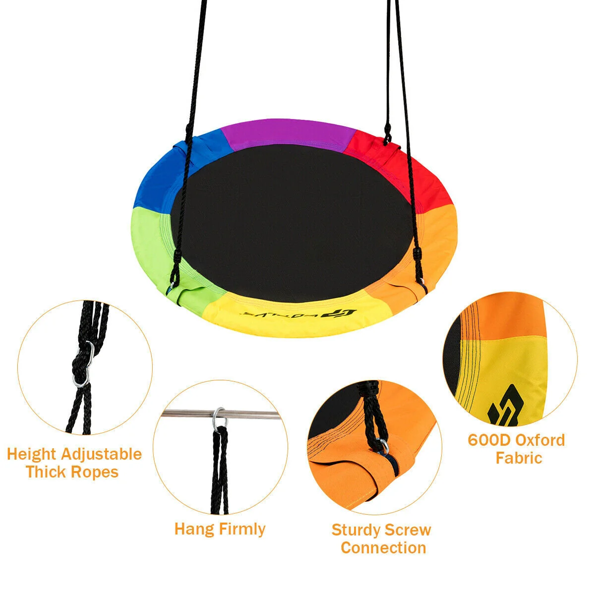 40 Inch Flying Saucer Tree Swing Outdoor Play for Kids - Image 8
