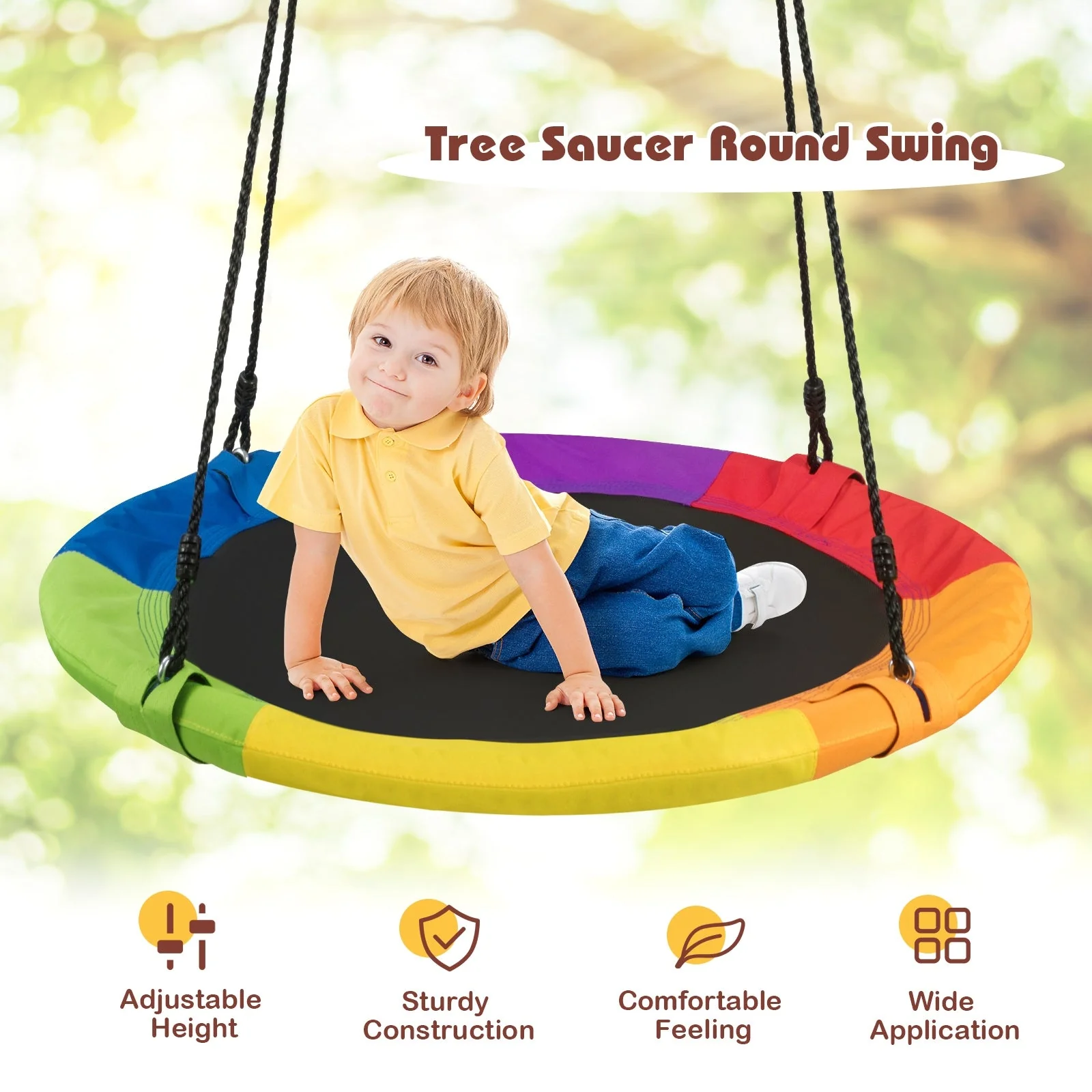 40-Inch Flying Saucer Tree Swing Outdoor Play Set with Easy Installation Process for Kids - Image 2