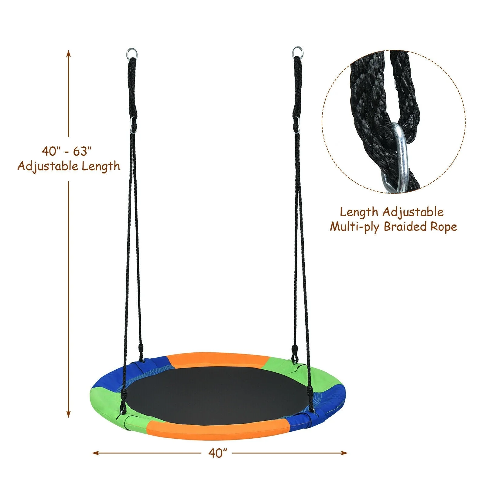 40-Inch Flying Saucer Tree Swing Outdoor Play Set with Easy Installation Process for Kids - Image 4