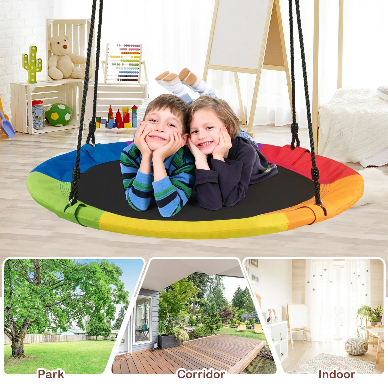 40-Inch Flying Saucer Tree Swing Outdoor Play Set with Easy Installation Process for Kids - Image 5