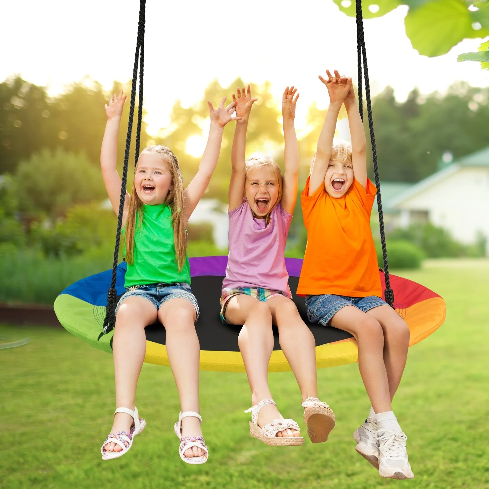 40-Inch Flying Saucer Tree Swing Outdoor Play Set with Easy Installation Process for Kids - Image 6