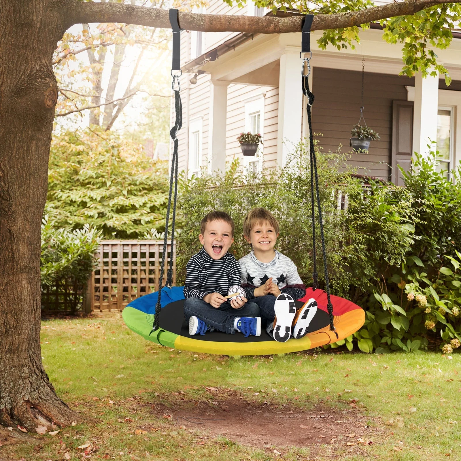 40-Inch Flying Saucer Tree Swing Outdoor Play Set with Easy Installation Process for Kids - Image 7