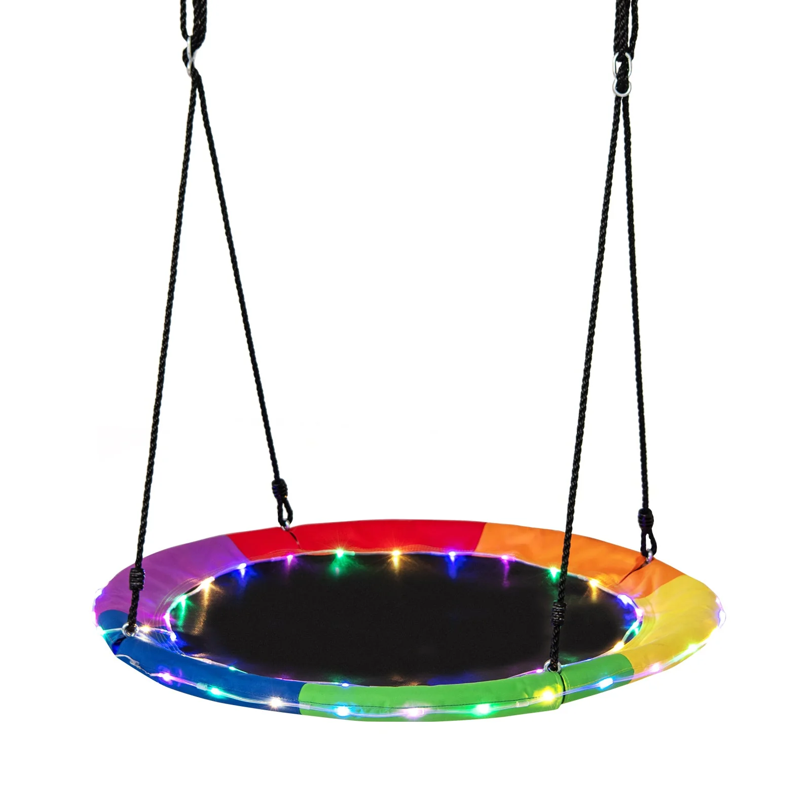 40 Inches Saucer Tree Swing Round with Lights for Kids and Adults-Multicolor - Image 3