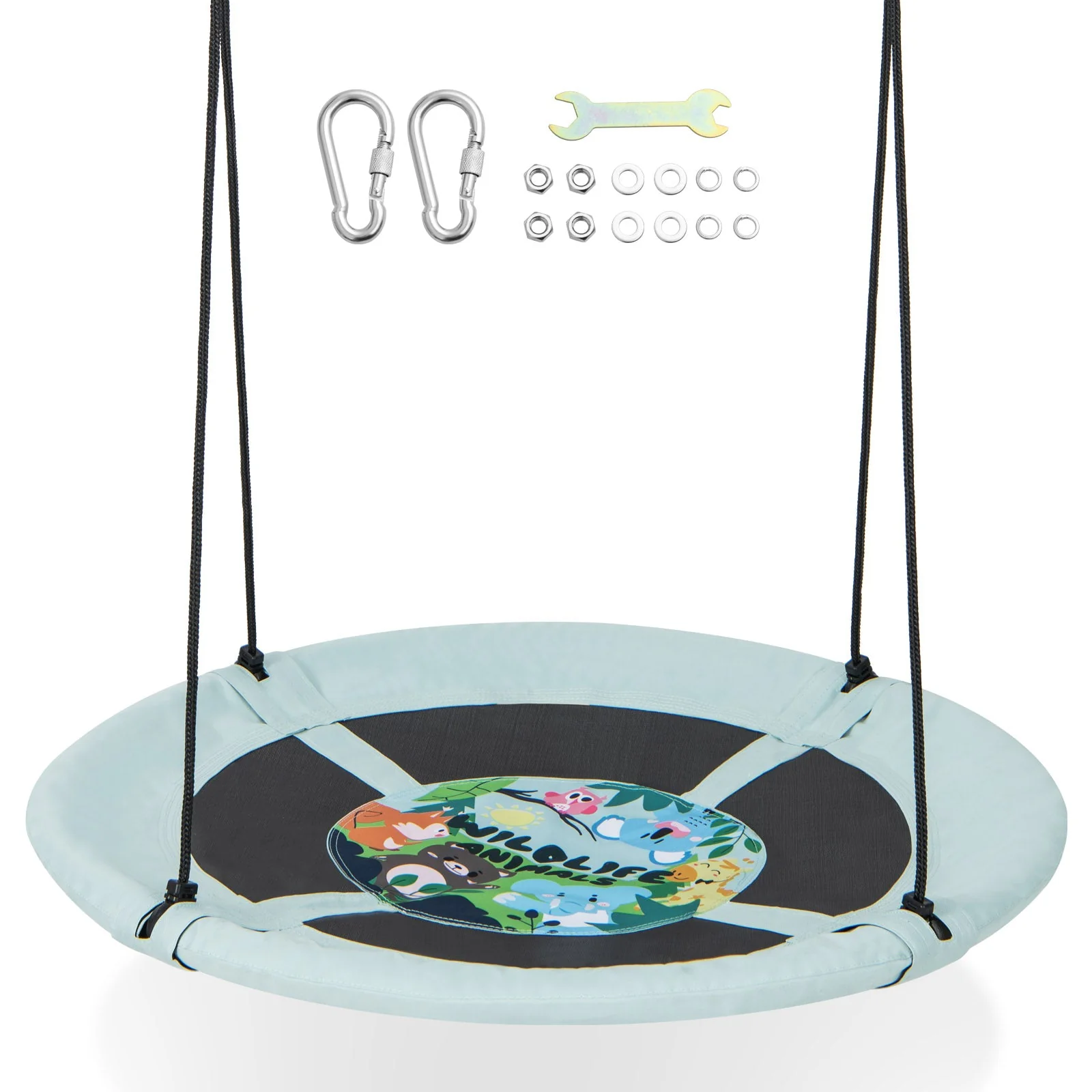 40 Inches Saucer Tree Swing with Adjustable Hanging Ropes and 900D Oxford Fabric-Forest - Image 3
