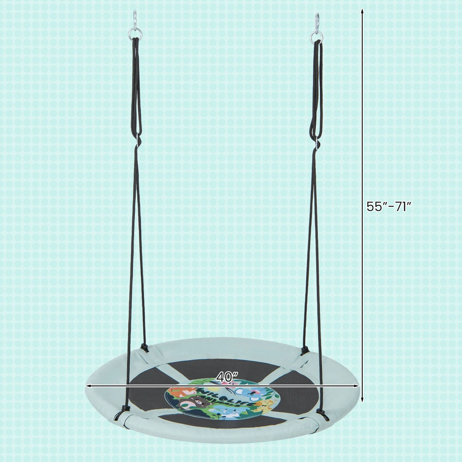 40 Inches Saucer Tree Swing with Adjustable Hanging Ropes and 900D Oxford Fabric-Forest - Image 5
