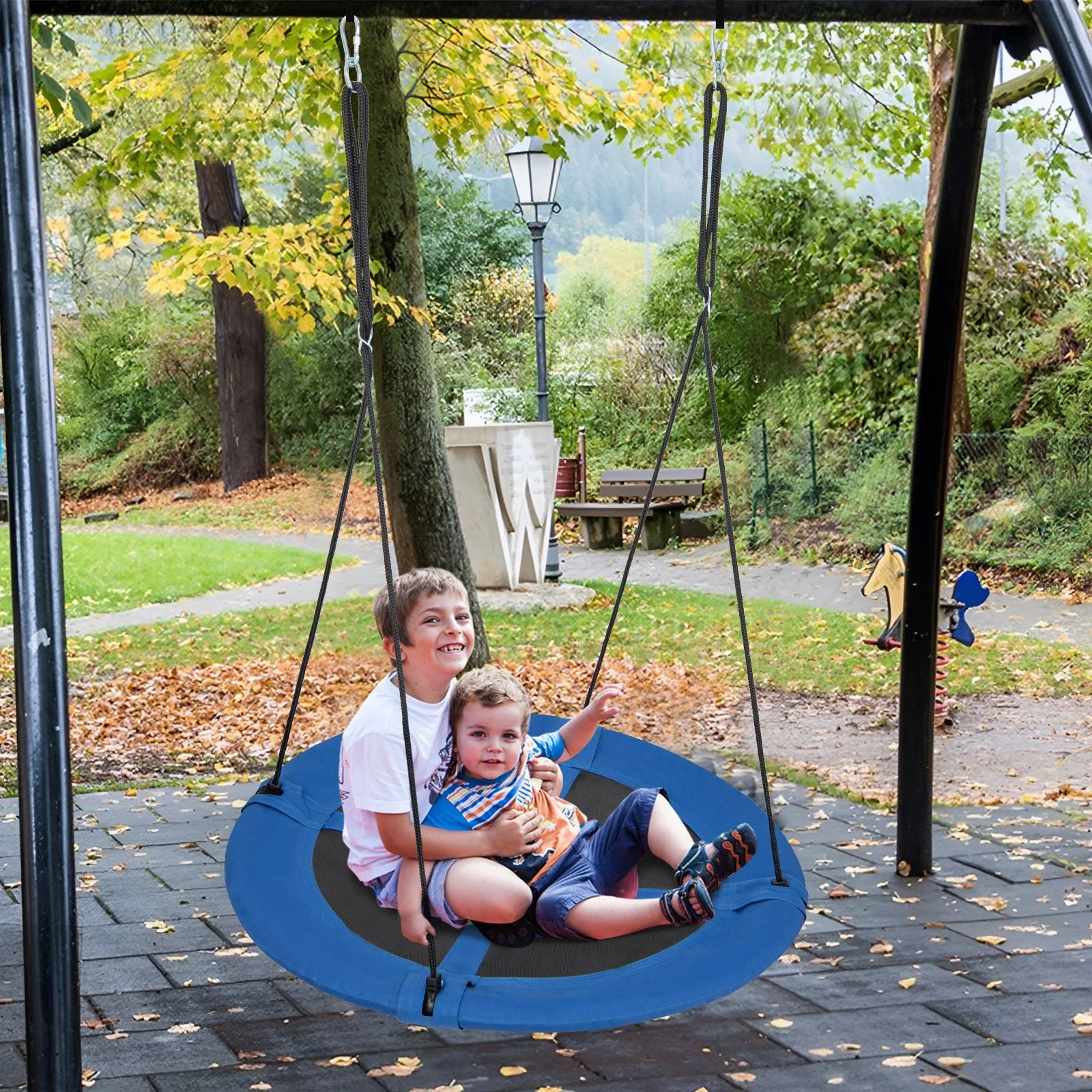 40 Inches Saucer Tree Swing with Adjustable Hanging Ropes and 900D Oxford Fabric-Rocket - Image 2