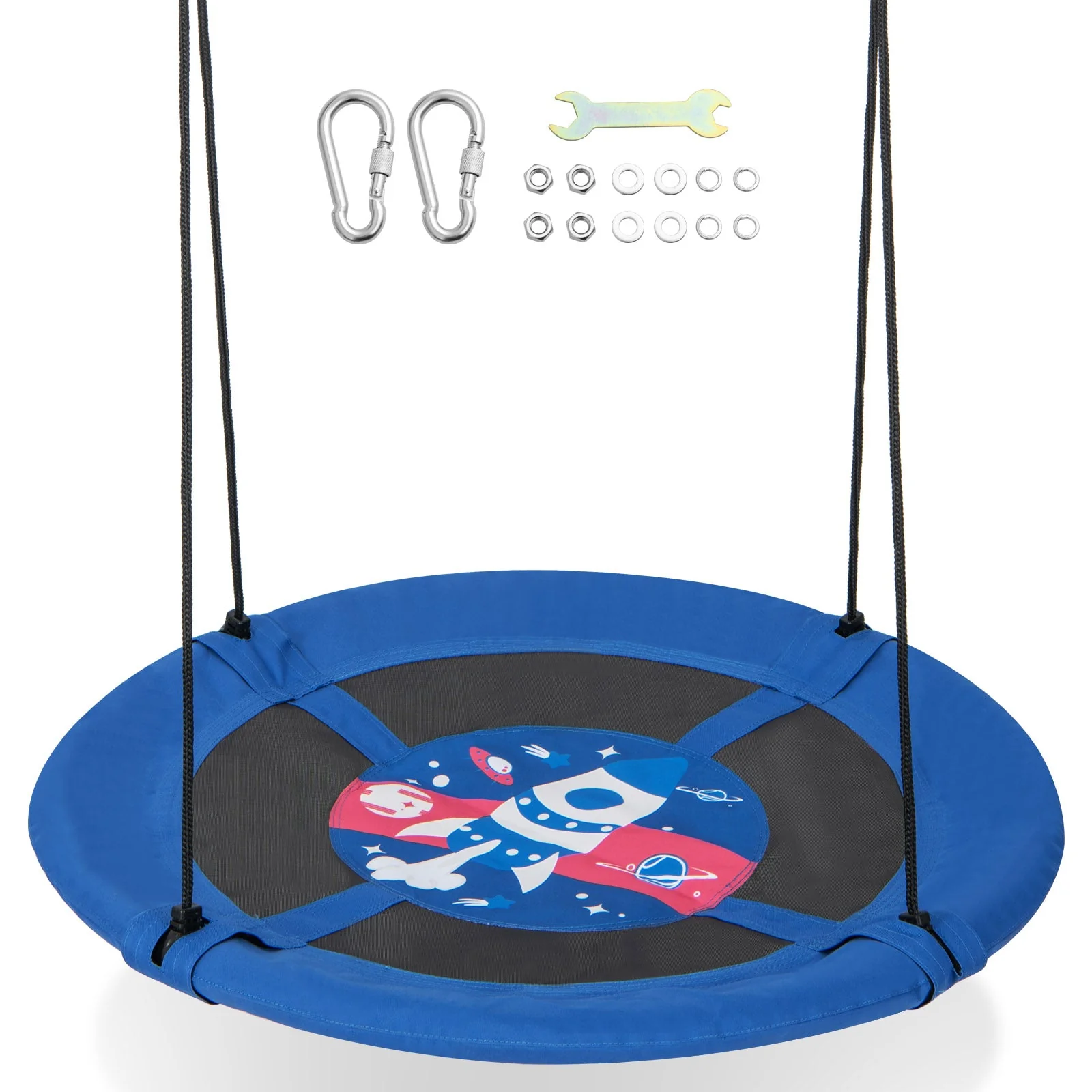 40 Inches Saucer Tree Swing with Adjustable Hanging Ropes and 900D Oxford Fabric-Rocket - Image 3