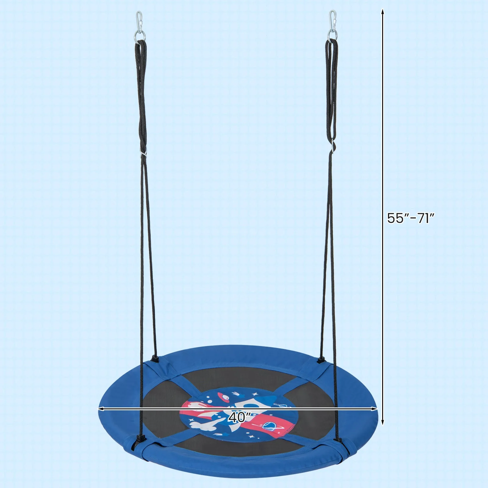 40 Inches Saucer Tree Swing with Adjustable Hanging Ropes and 900D Oxford Fabric-Rocket - Image 5