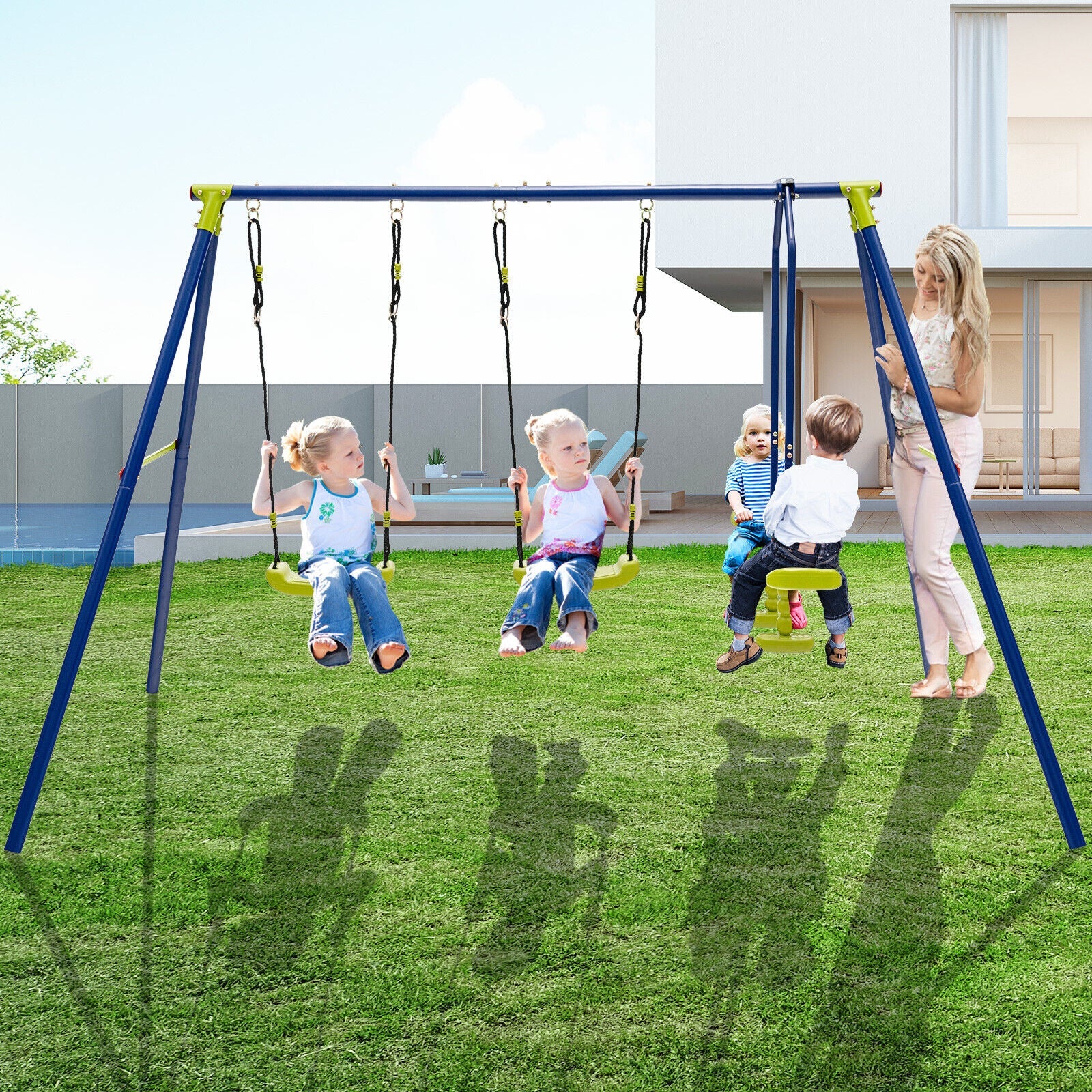 440 Pounds Kids Swing Set with Two Swings and One Glider - Image 2