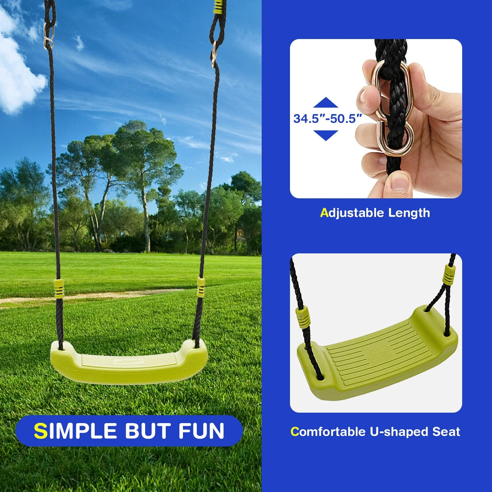 440 Pounds Kids Swing Set with Two Swings and One Glider - Image 3