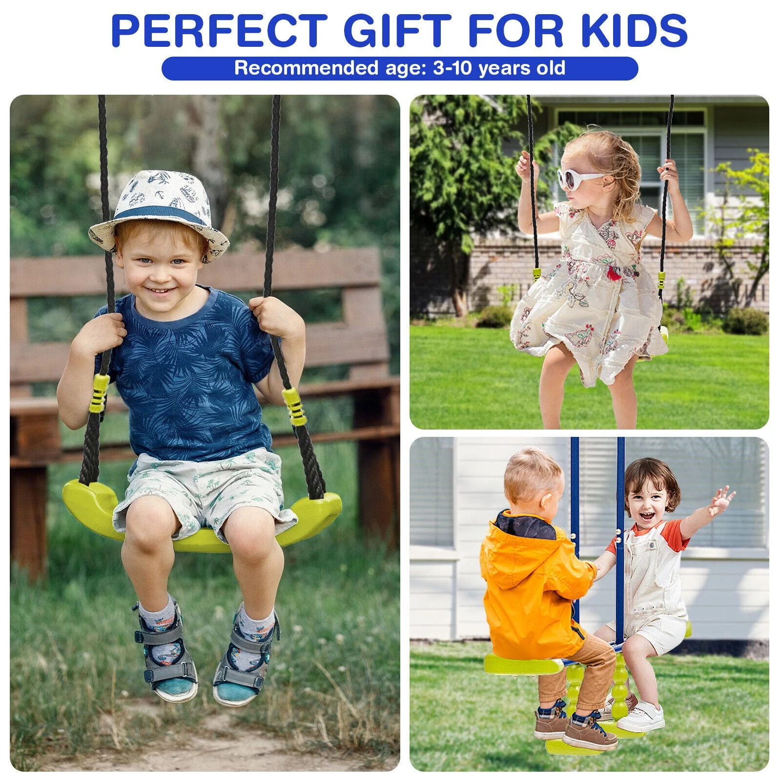440 Pounds Kids Swing Set with Two Swings and One Glider - Image 5