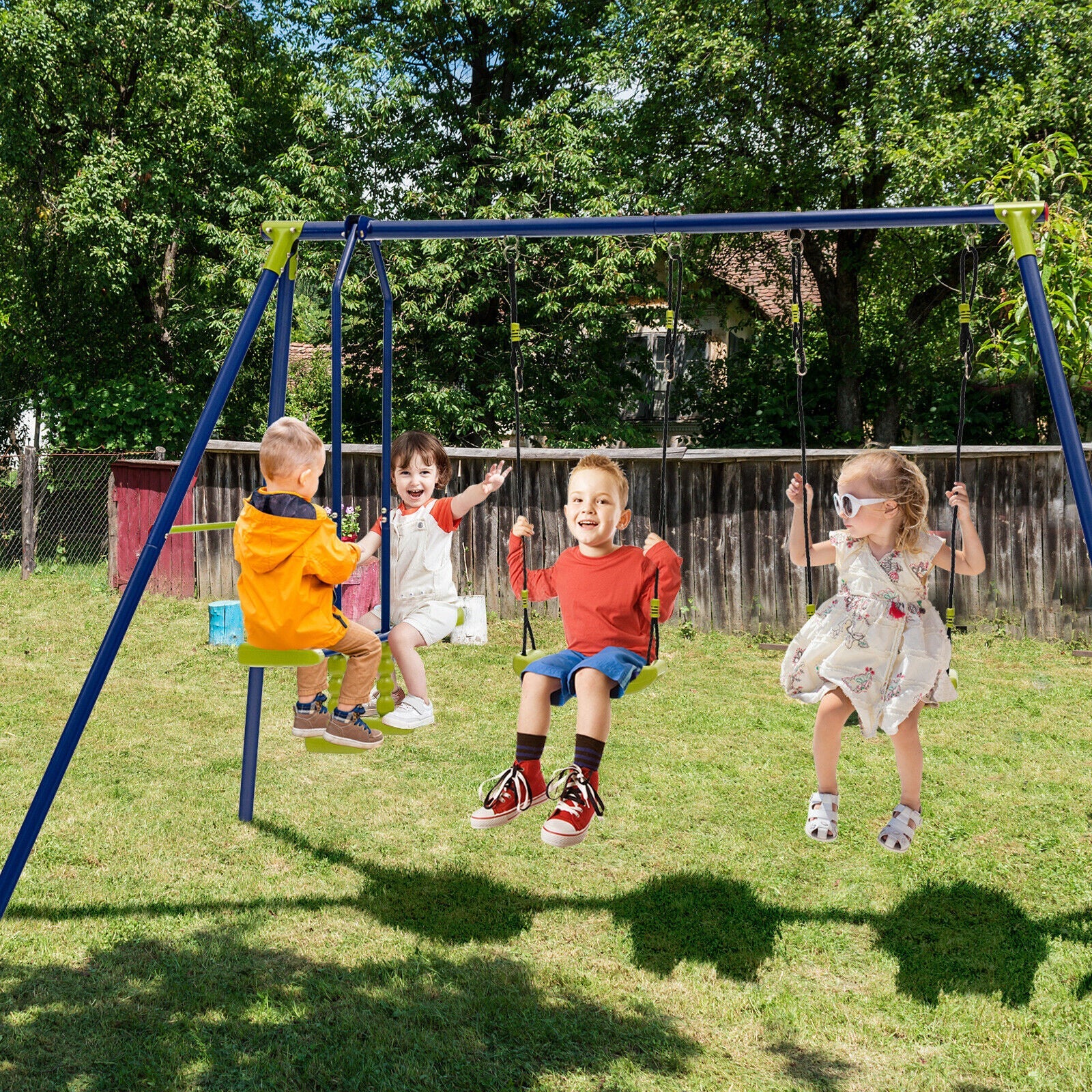 440 Pounds Kids Swing Set with Two Swings and One Glider - Image 6
