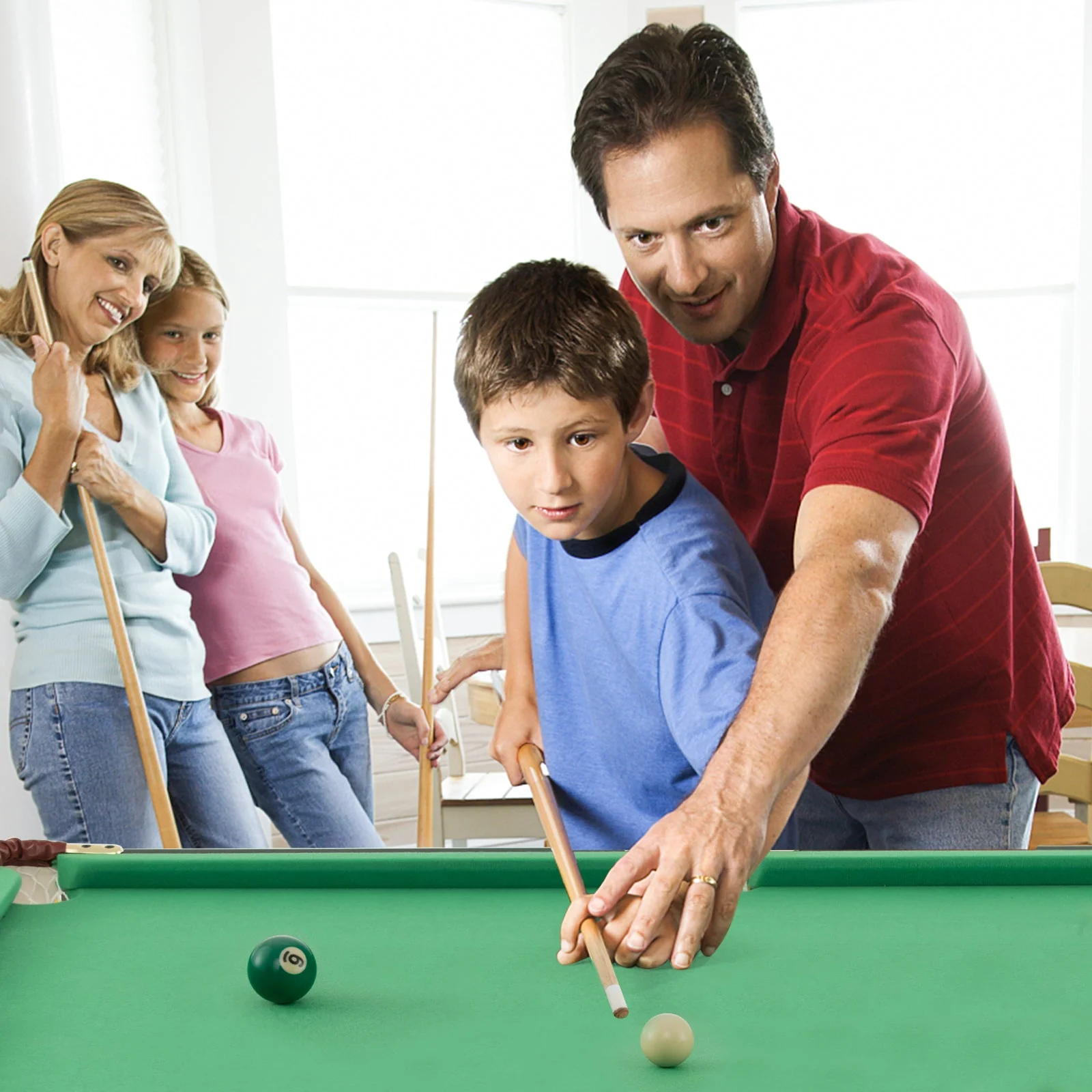 47 Inch Folding Billiard Table with Cues and Brush Chalk -Green - Image 2