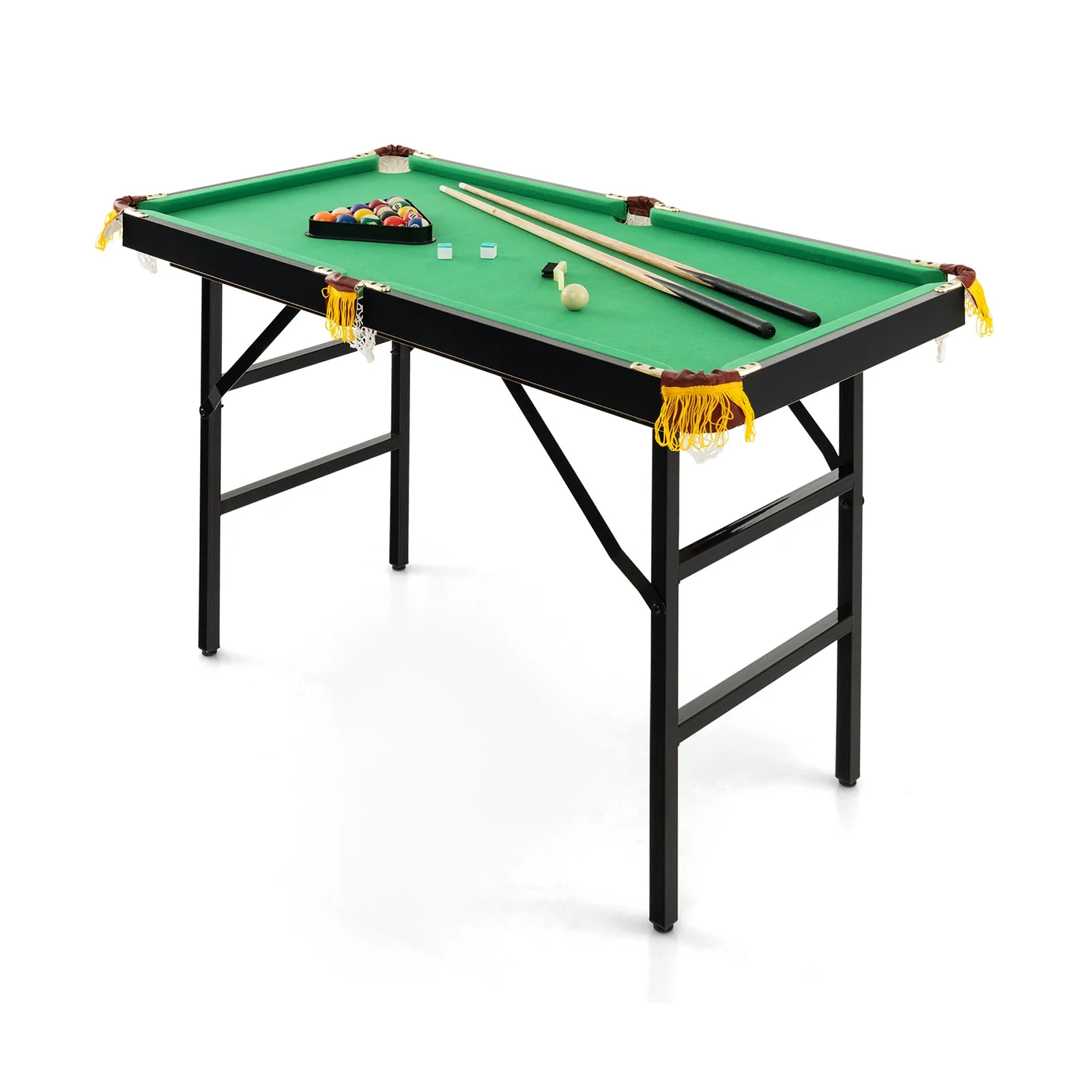 47 Inch Folding Billiard Table with Cues and Brush Chalk -Green - Image 3