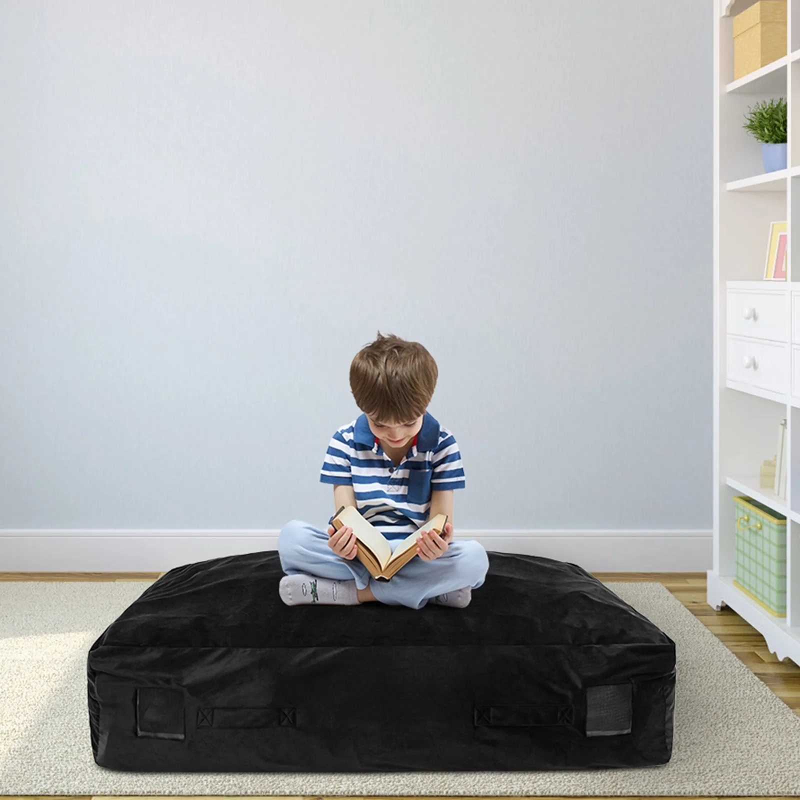 47 x 35.5 Inch Crash Pad Sensory Mat with Foam Blocks and Washable Cover-Black - Image 2