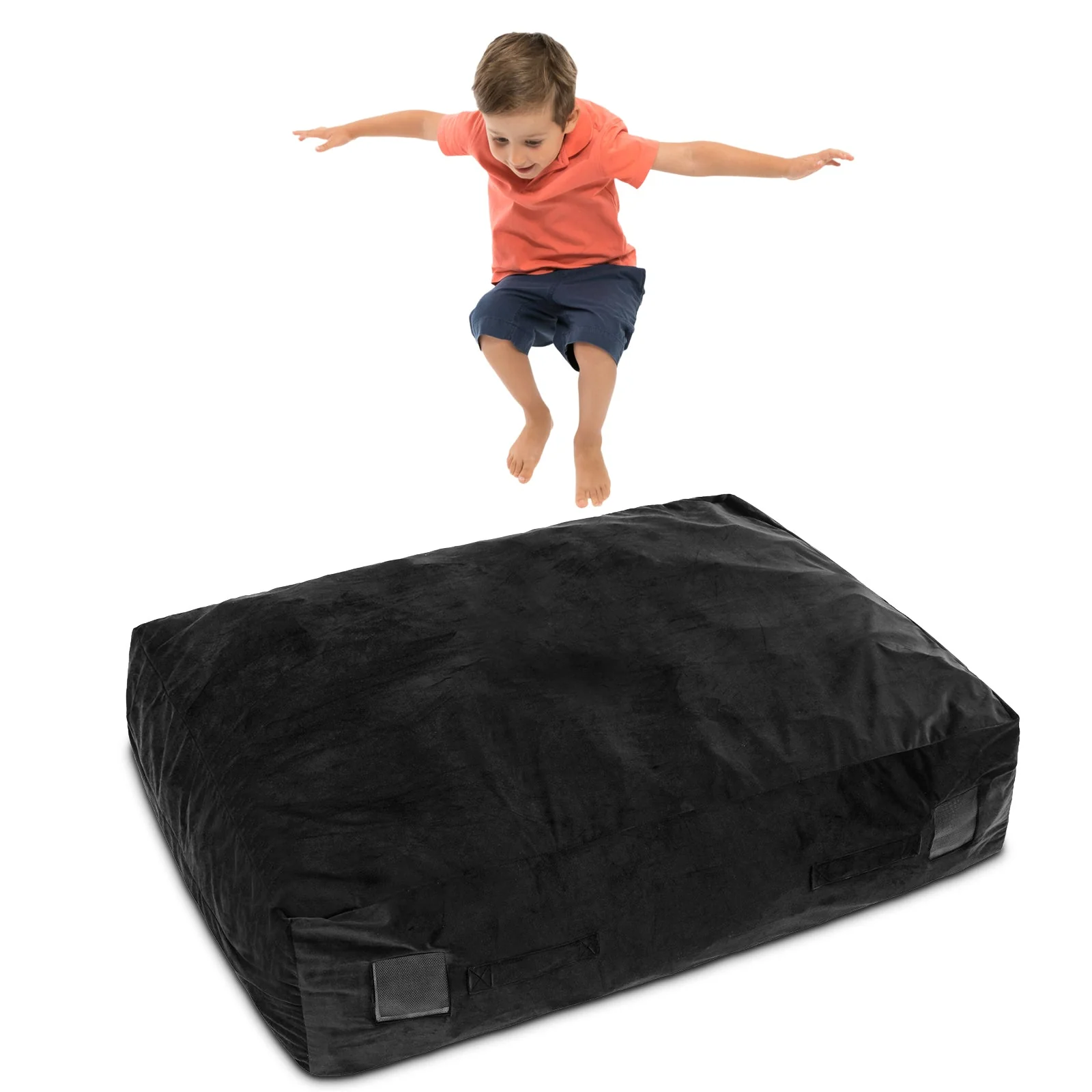 47 x 35.5 Inch Crash Pad Sensory Mat with Foam Blocks and Washable Cover-Black - Image 4