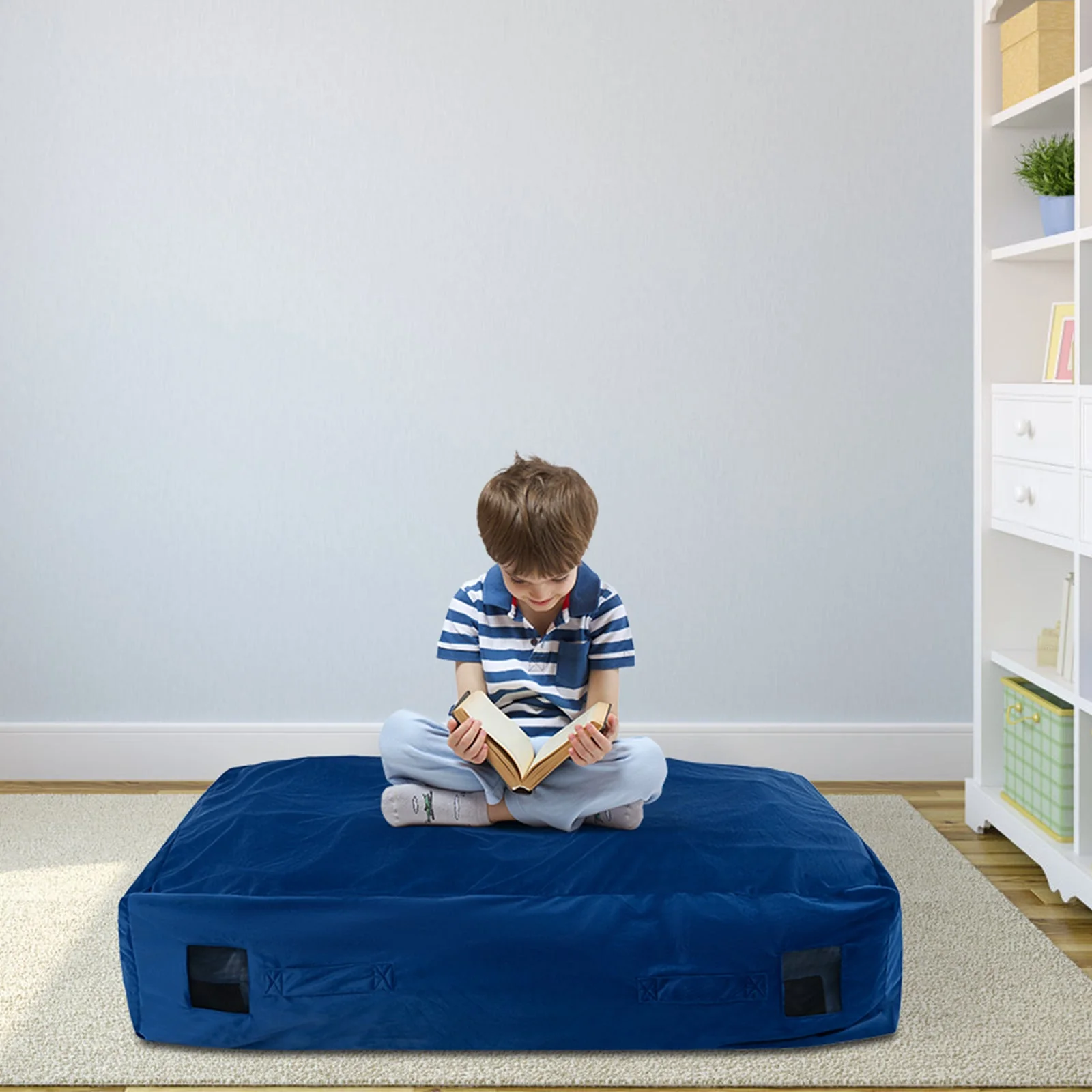 47 x 35.5 Inch Crash Pad Sensory Mat with Foam Blocks and Washable Cover-Blue - Image 2